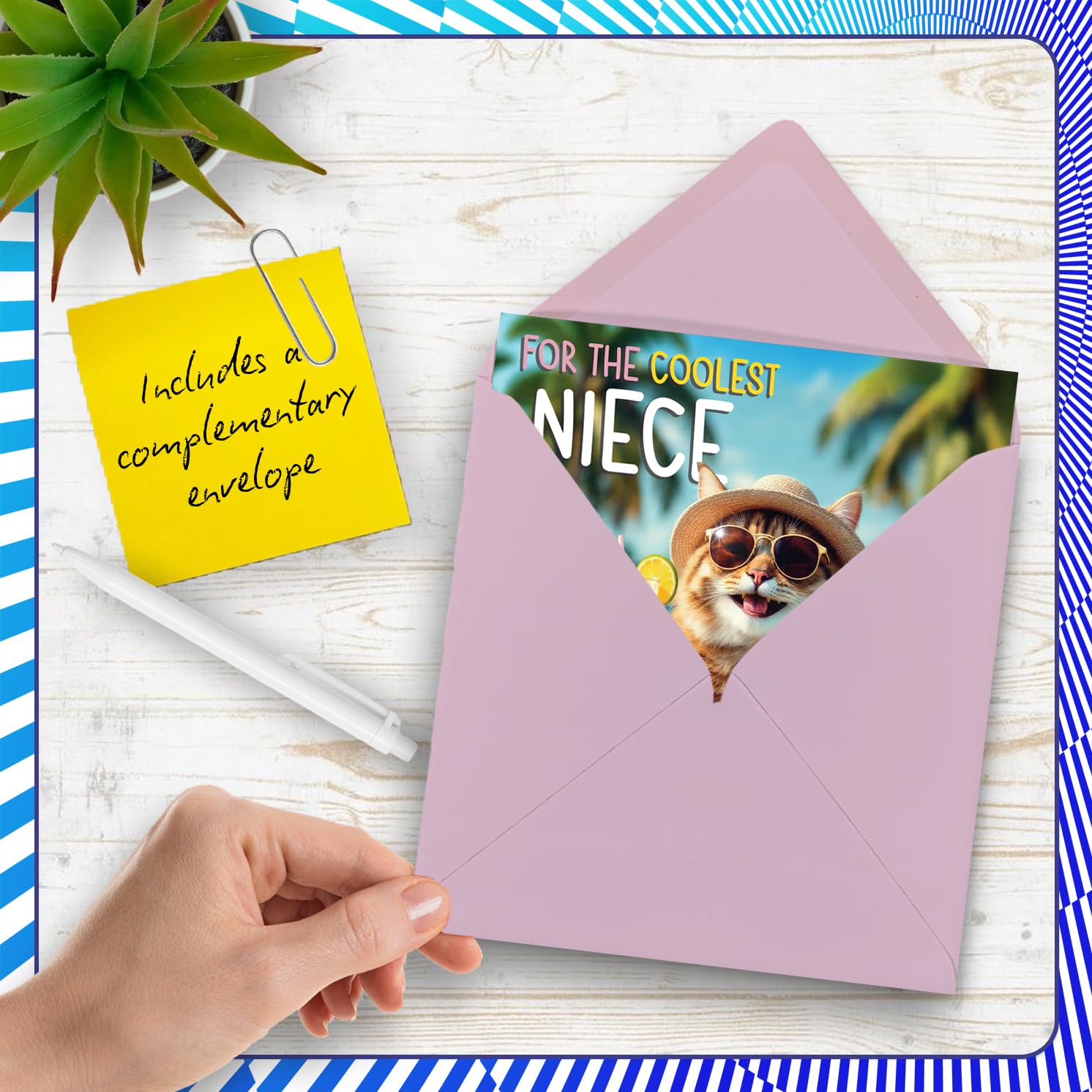 Stuff4 Niece Birthday Card - Pool Cat Design | 145mm x 145mm | Uncoated Interior 5