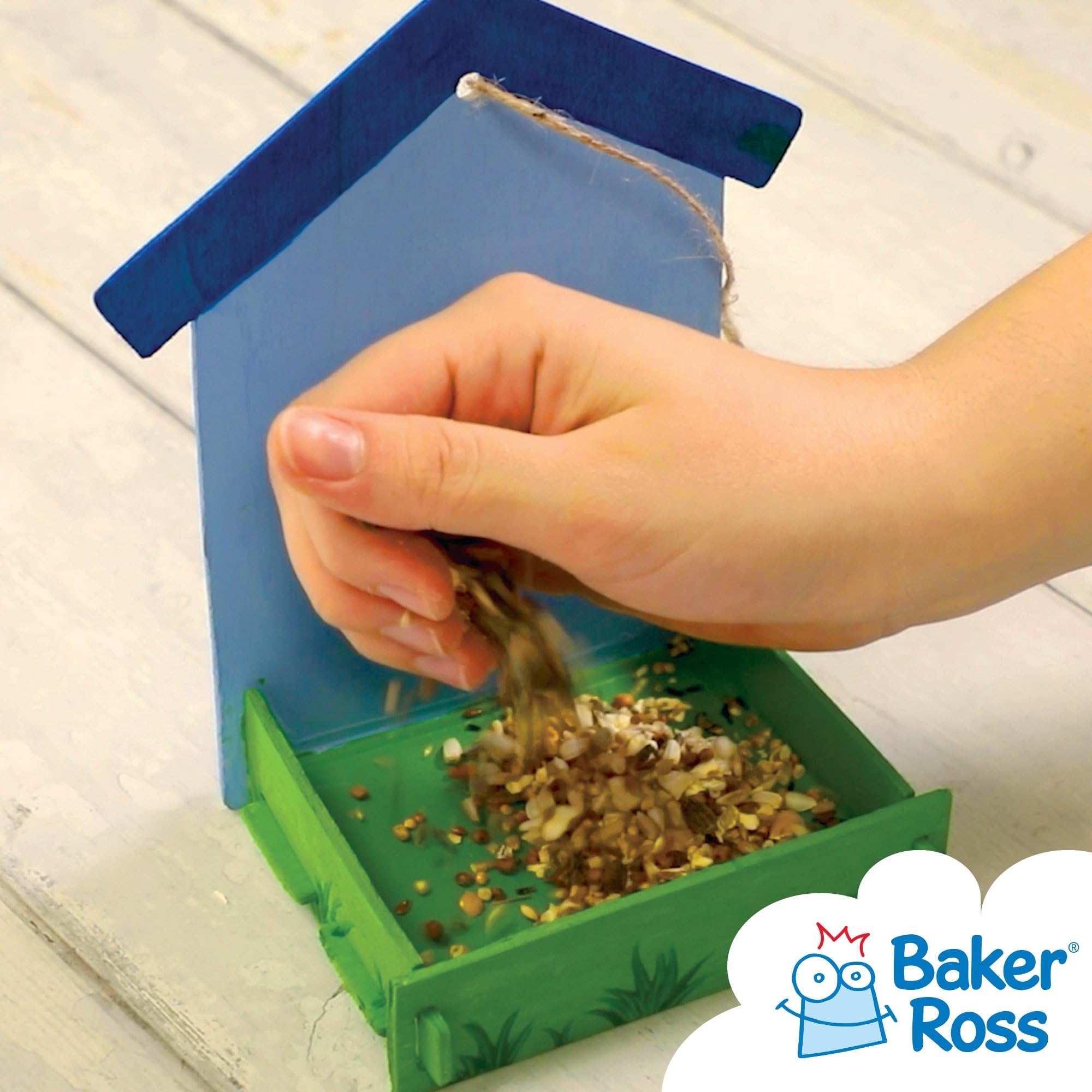 Baker Ross Mini Wooden Bird Feeder Kits - Paintable Craft Set | Pack of 3 | Customizable 7