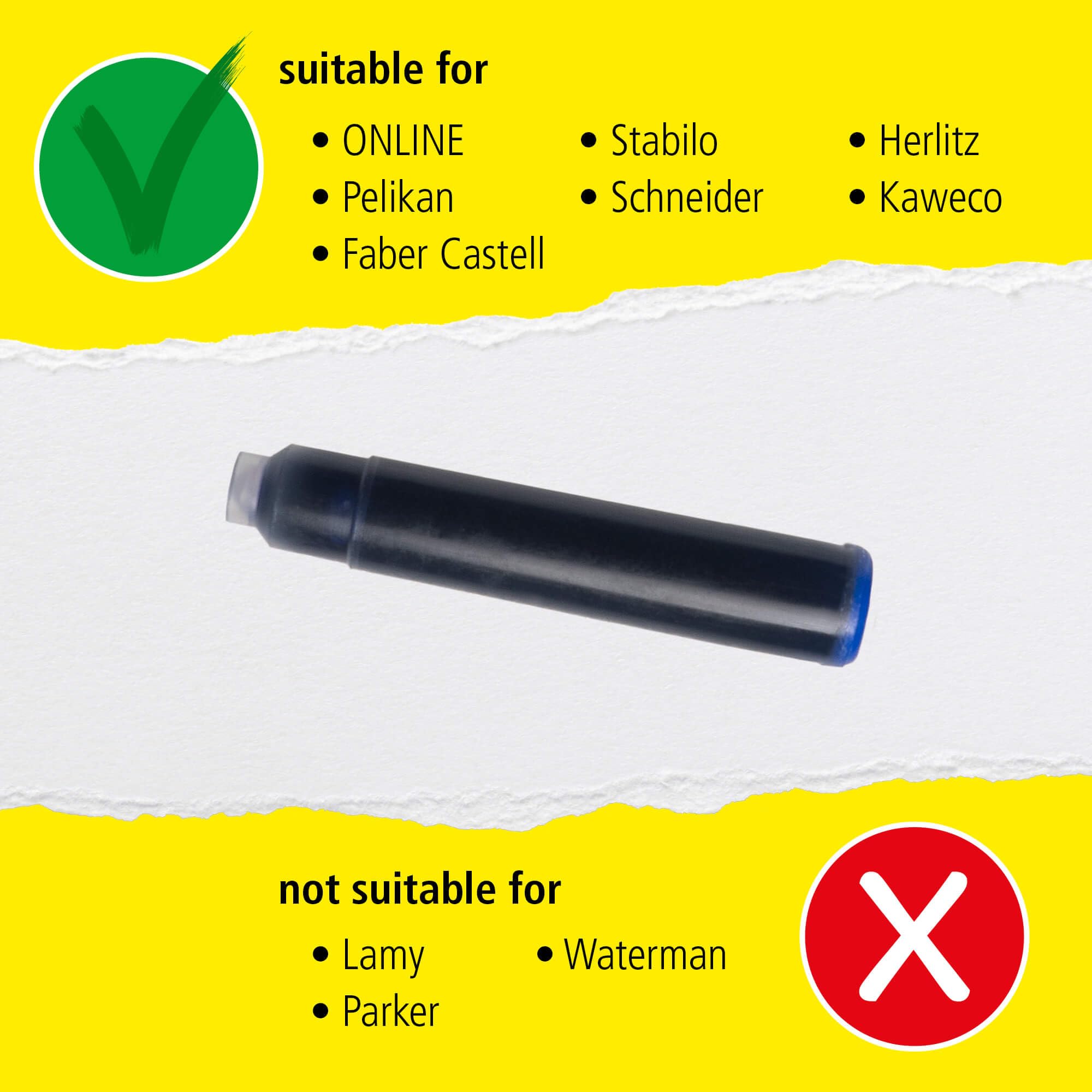 Online Pen Refills - Royal Blue Ink Cartridges for Standard Fountain Pens | Box of 6 4