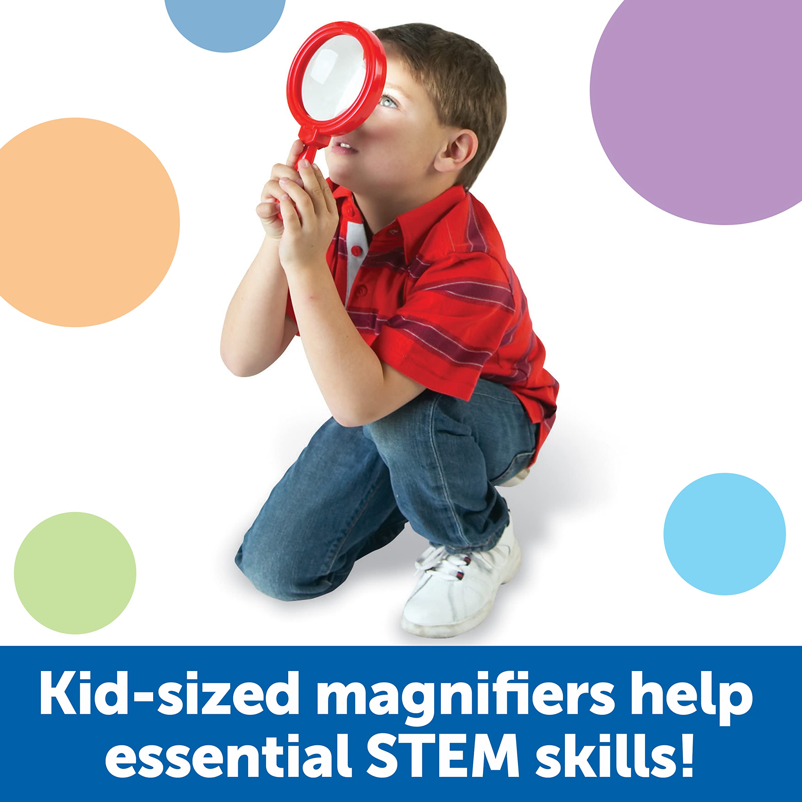 Learning Resources Jumbo Magnifiers - 4.5x Magnification, Set of 6 | Ages 3-7