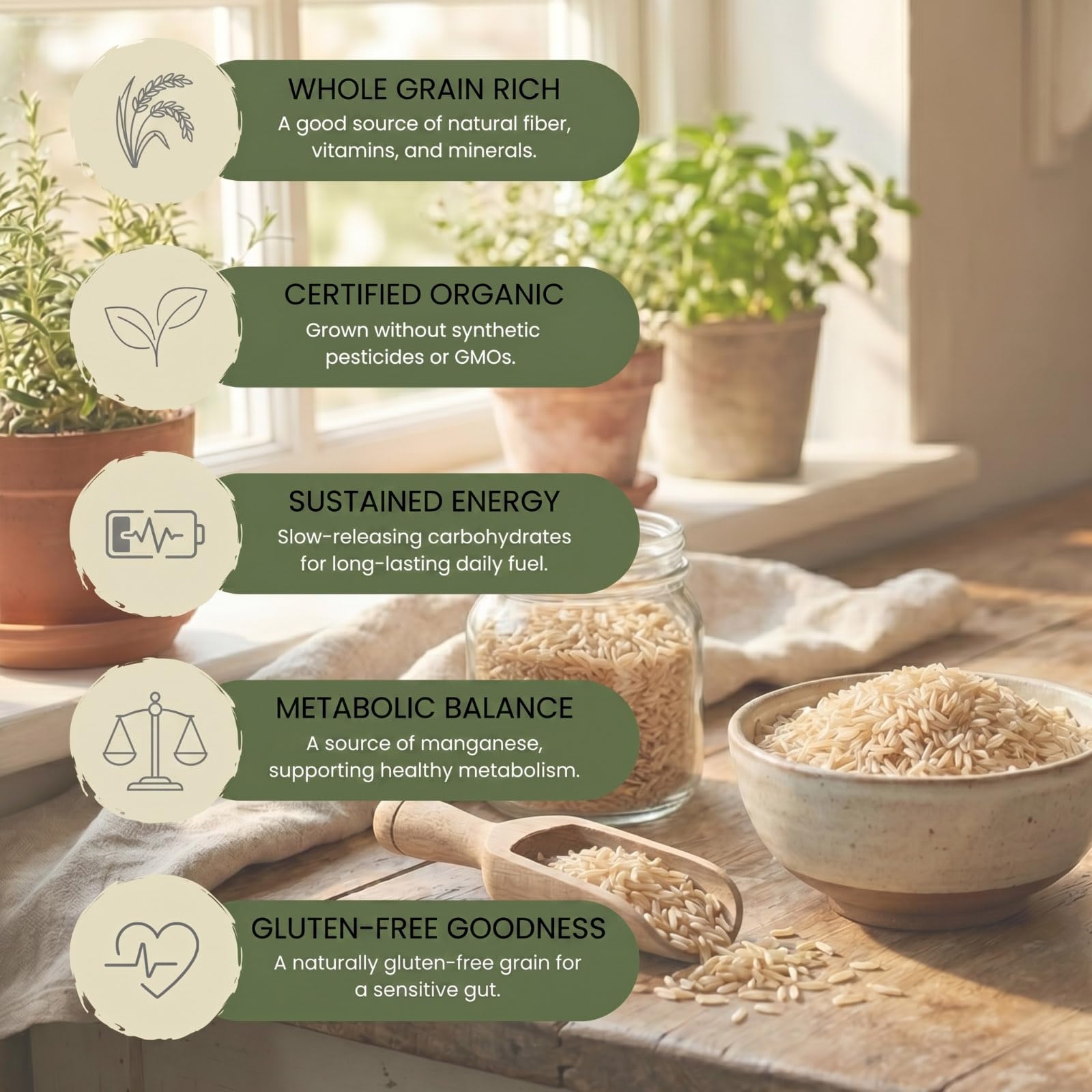 Minton & Donello Organic Brown Basmati Rice - 1kg Wholegrain Long Grain | High Fibre | Aromatic 3