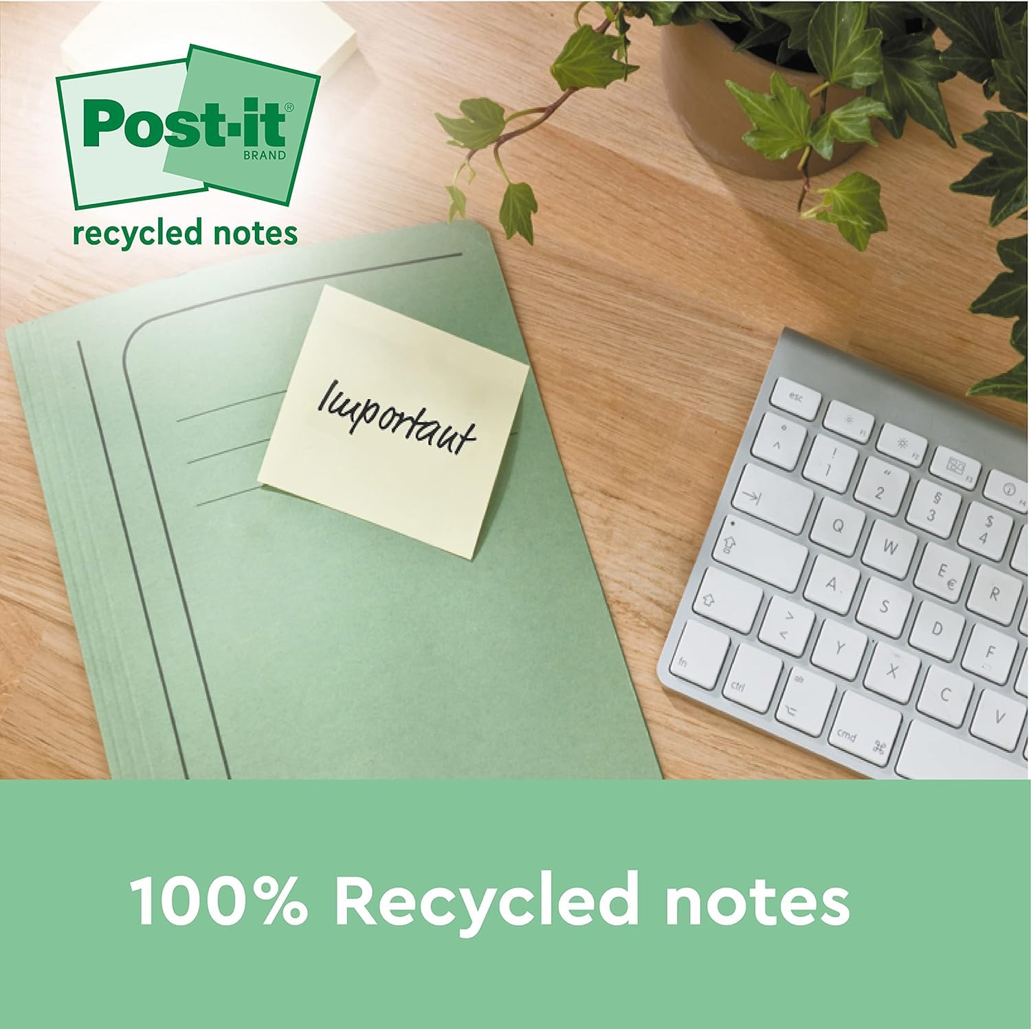 Post-it Recycling Notes - Canary Yellow, 6 Pads of 100 Sheets Each | 100% Recycled Paper 3