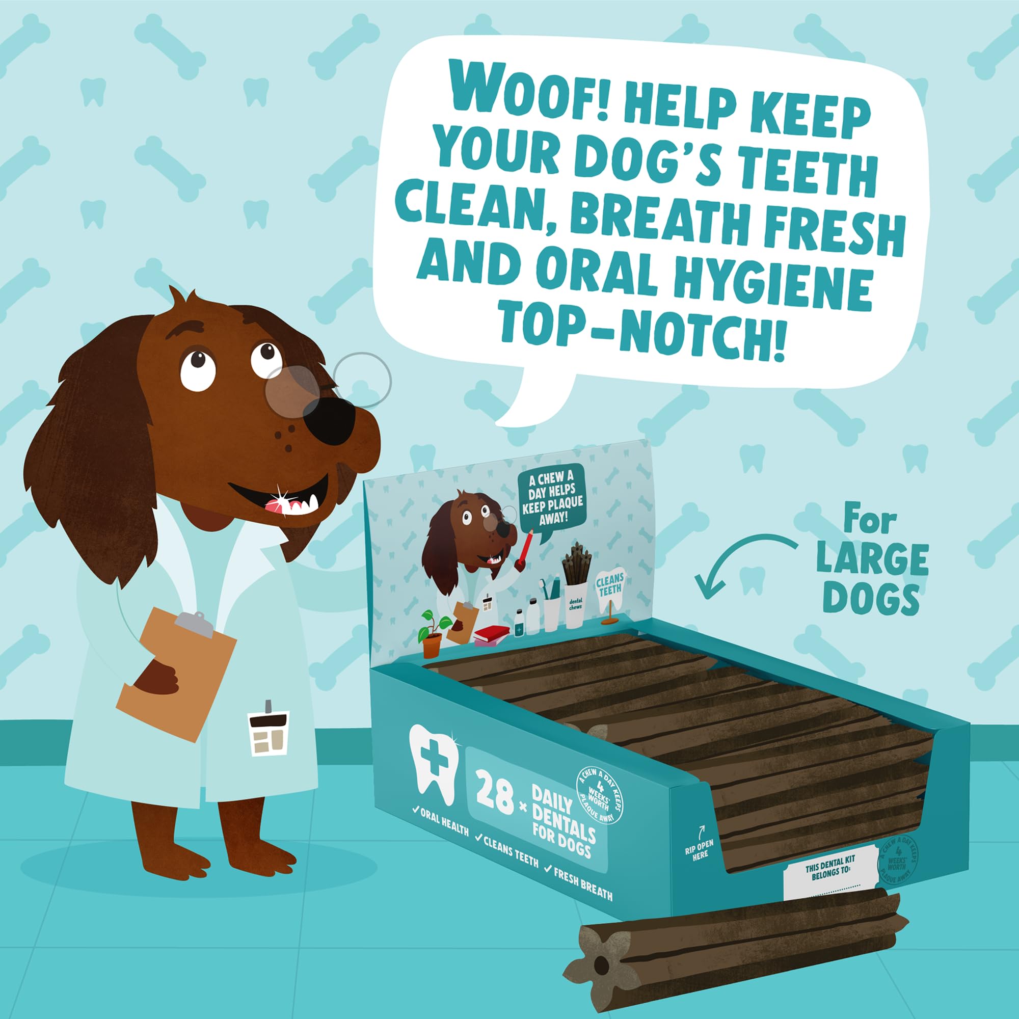 Denzel's Dog Dental Sticks - Large Dogs, Chicken & Peppermint Flavor | 28 Count 4