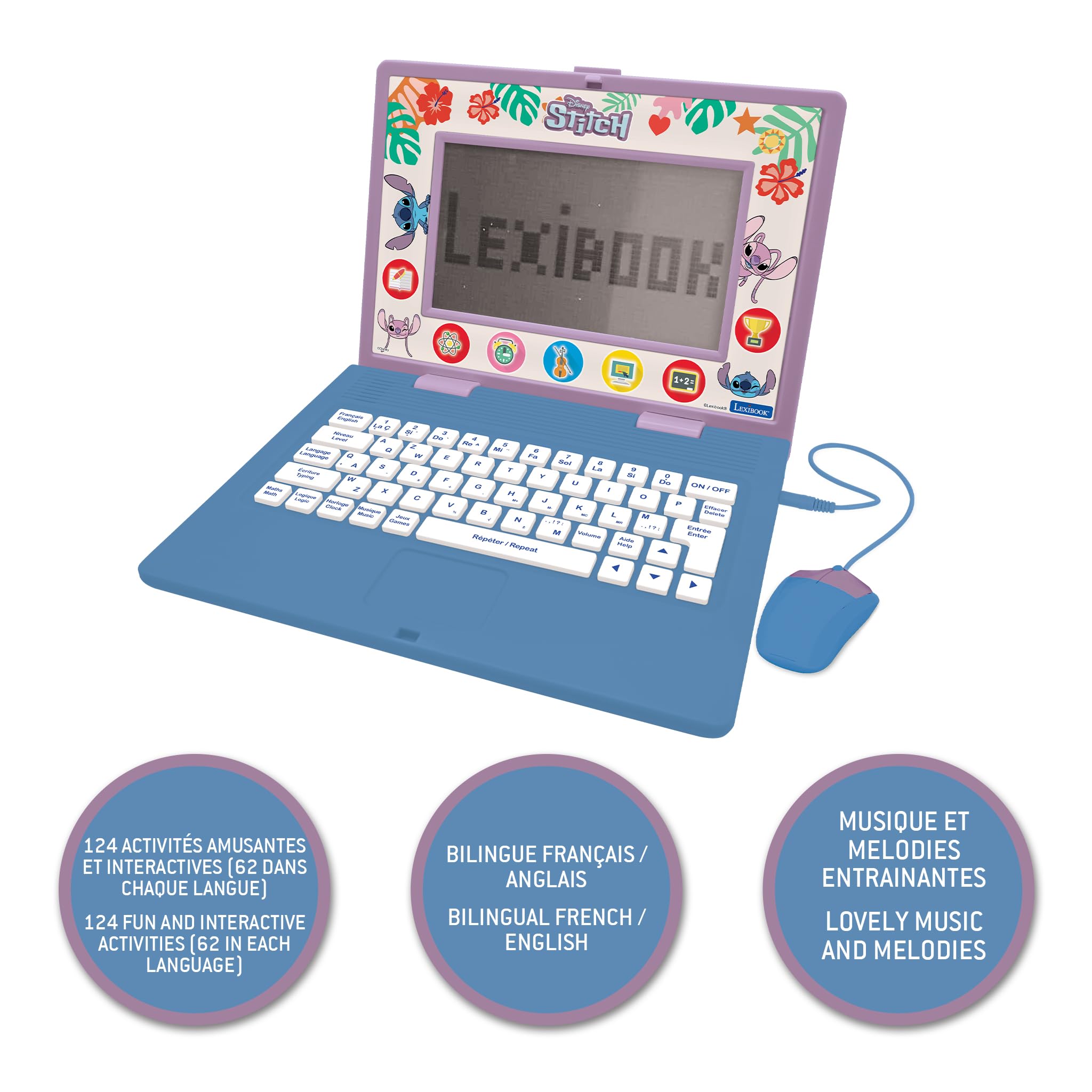 Lexibook Disney Stitch Bilingual Educational Laptop - 170 Activities in English & French for Kids 4+ 3