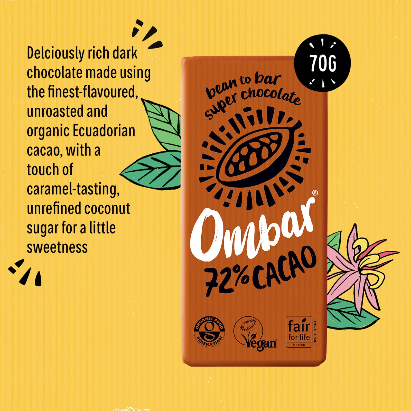 Ombar 72% dunkle Schokoladentafel – Bio-Fairtrade-Vegan-Schokolade 3