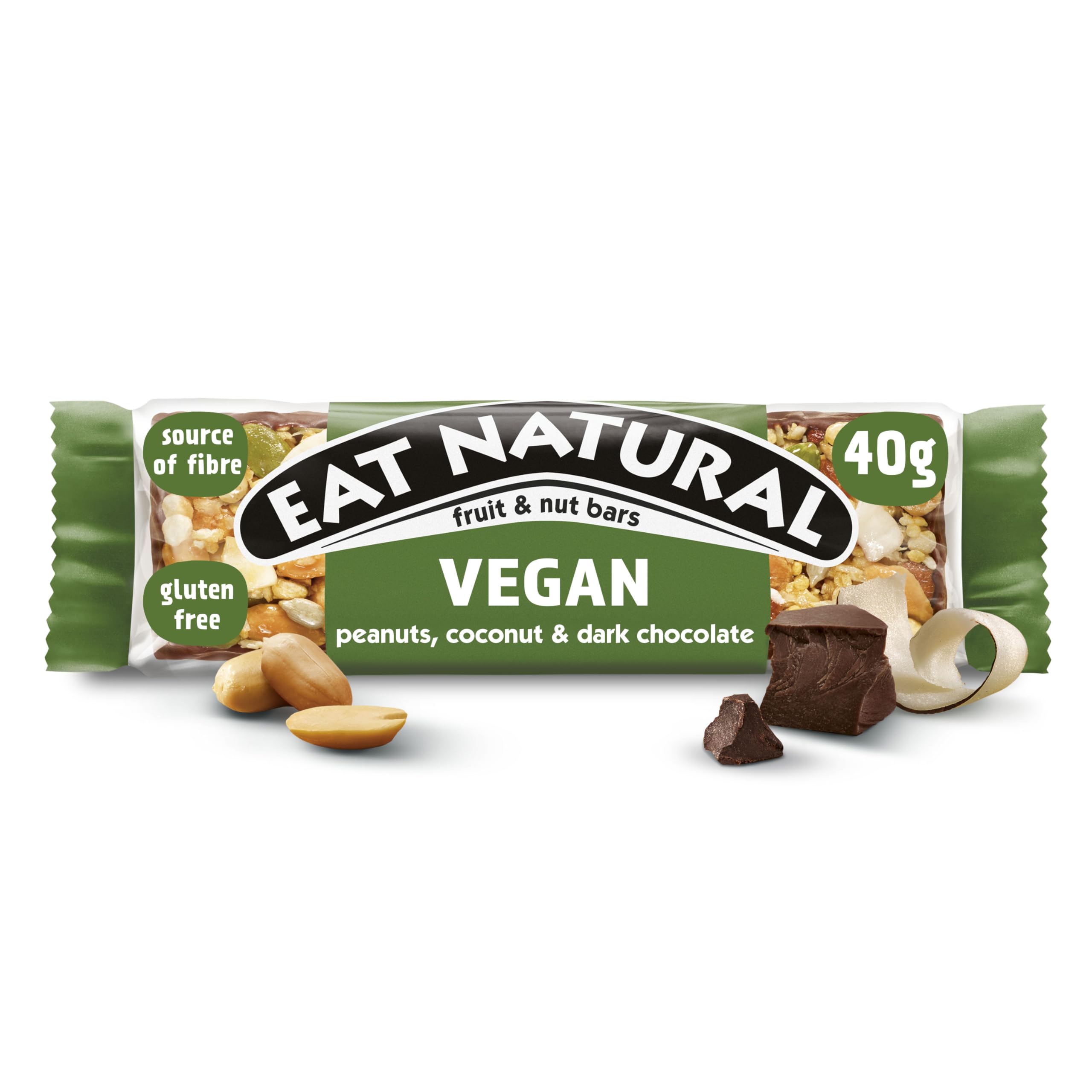 Eat Natural – Vegane Erdnüsse, Kokosnuss &amp; dunkle Schokolade Frucht- und Nussriegel (12 x 40 g)