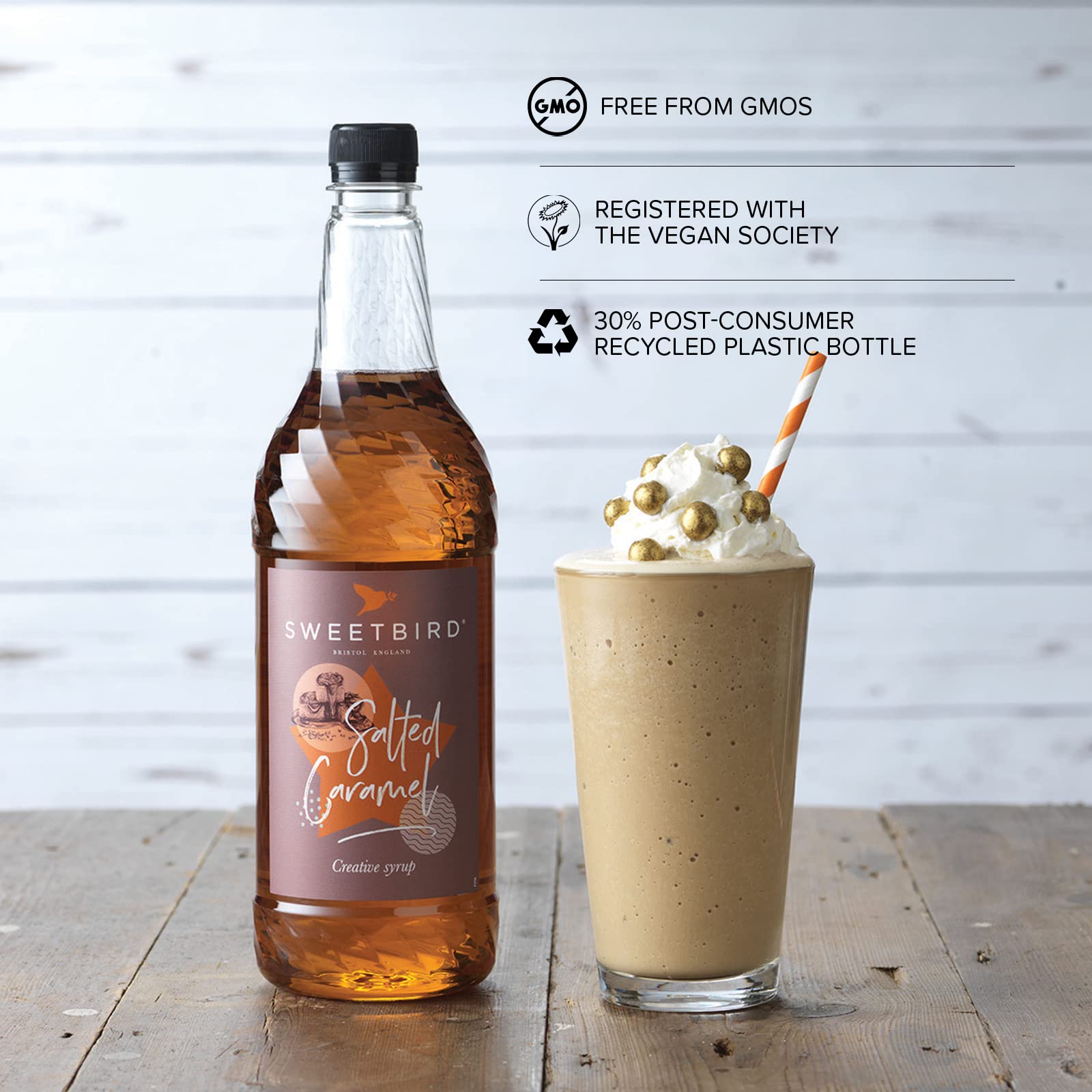 Sweetbird Salted Caramel Syrup - Vegan Friendly | 1 Litre Bottle | Made in UK 3