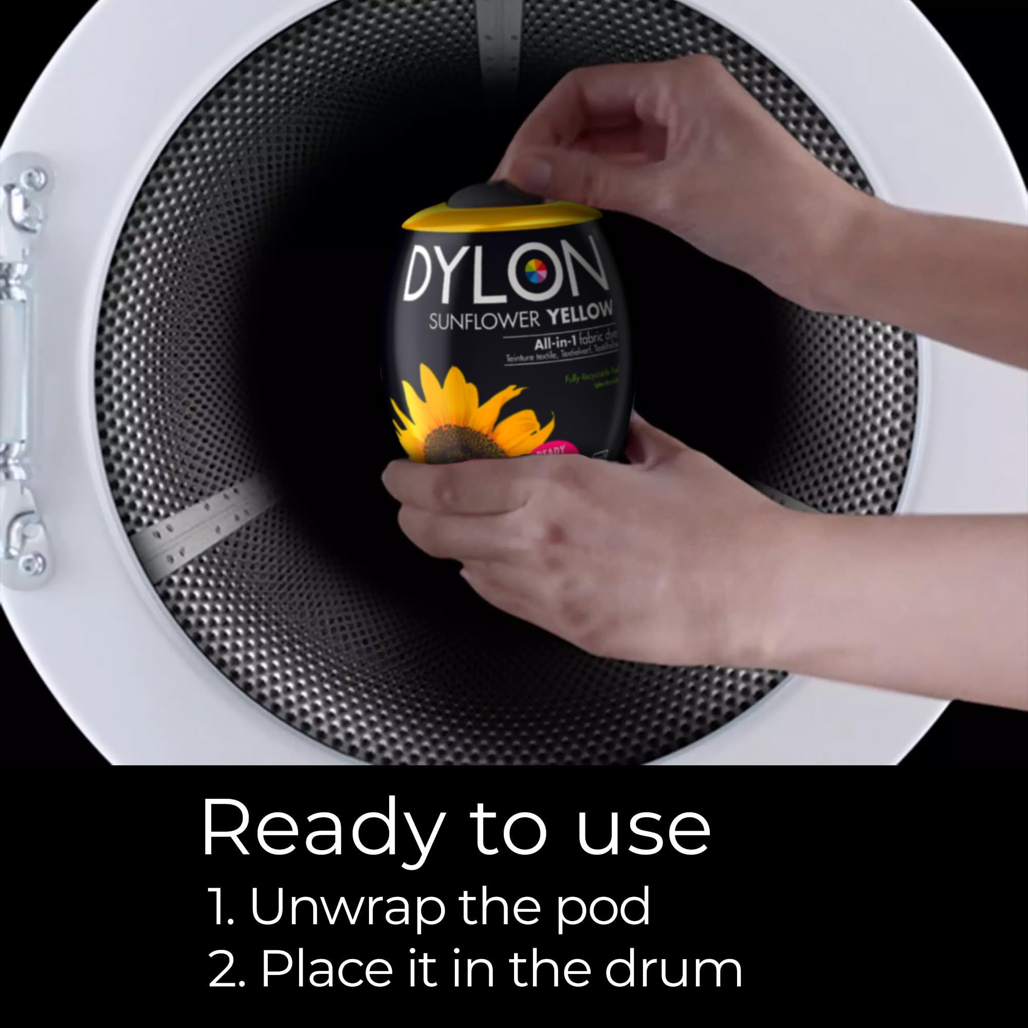 Dylon Washing Machine Fabric Dye Pod - Sunflower Yellow | 350g | 1 Count 5