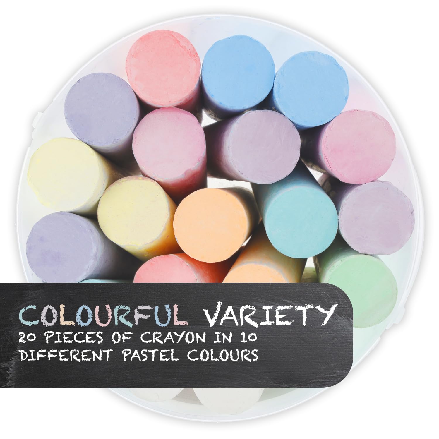 Westcott Pavement Chalk - 20 Colorful Pastel Pieces in Carrying Bucket | Non-Toxic, Washable 2