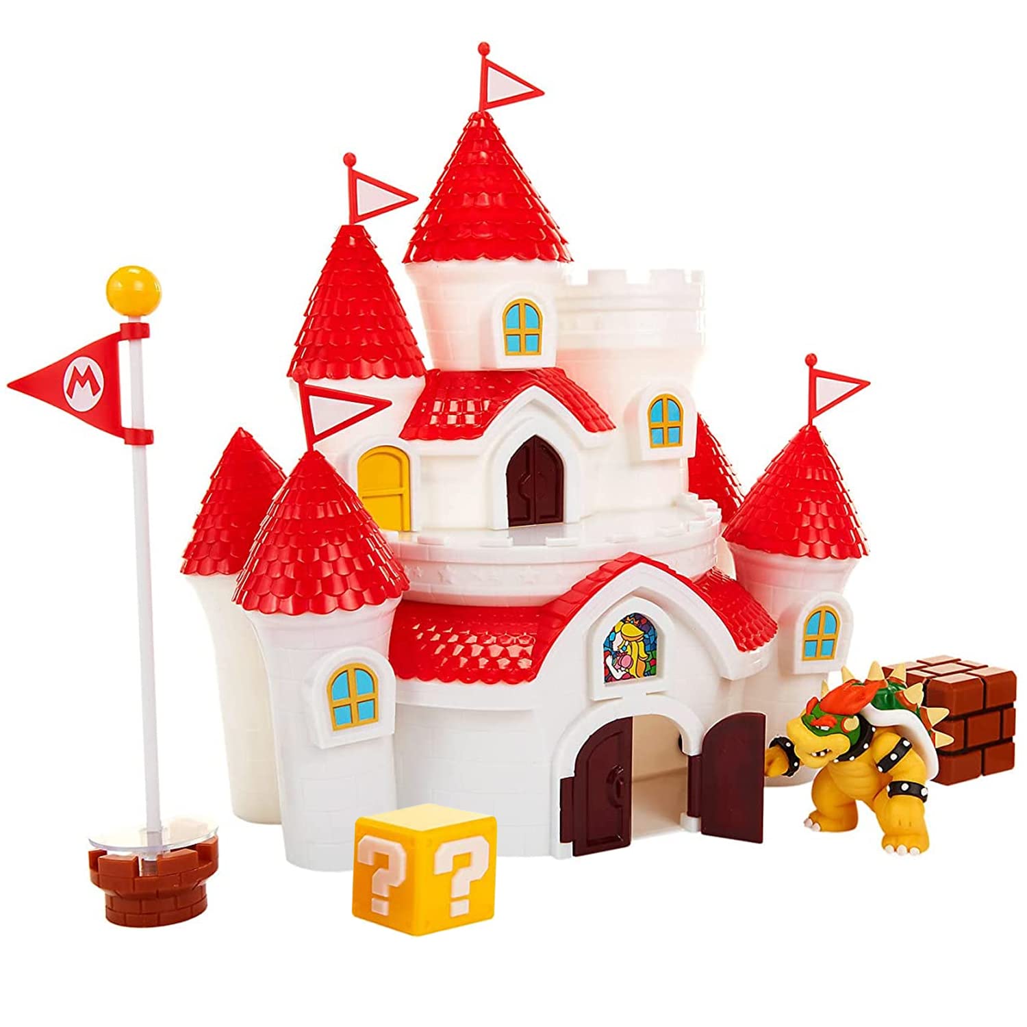Nintendo Mushroom Kingdom Castle Playset by Jakks Pacific | Includes Exclusive 2.5' Bowser Figure | Ages 3+