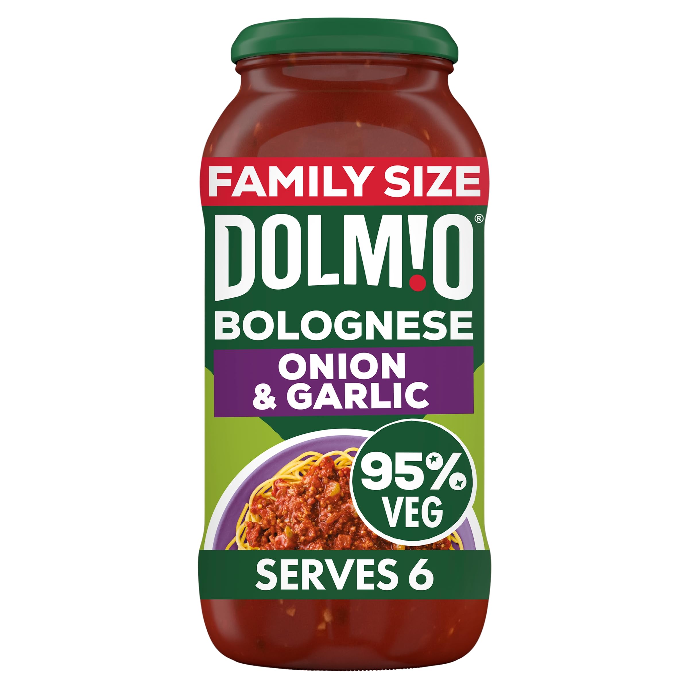 Dolmio Bolognese Onion and Garlic Pasta Sauce - Family Size | 675g Jar | 95% Vegetables