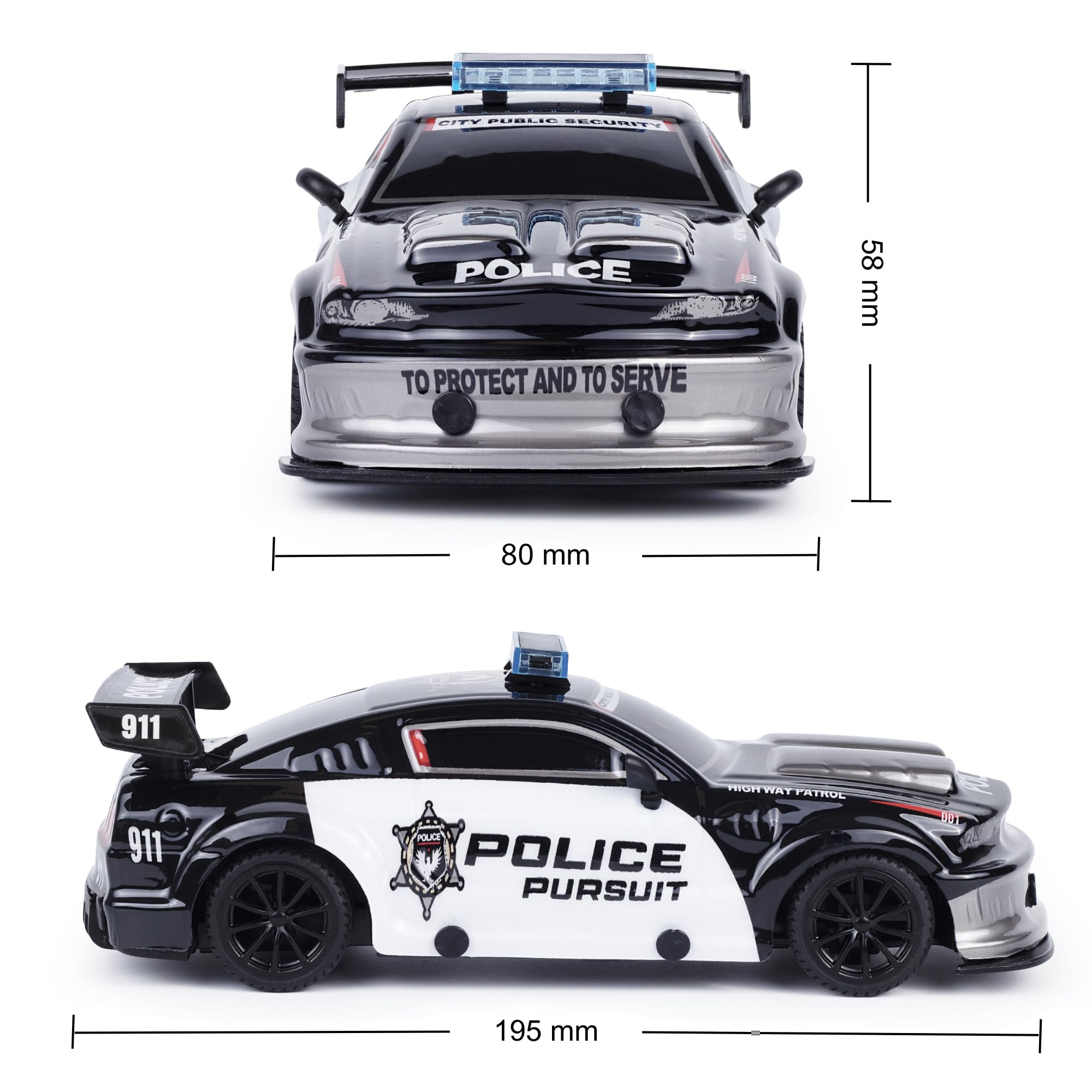 CMJ RC Cars Road Rebel Police Pursuit 1:24 Scale Remote Control Car - 12KM/H Speed | 2.4GHz Frequency | Ages 3+ 5