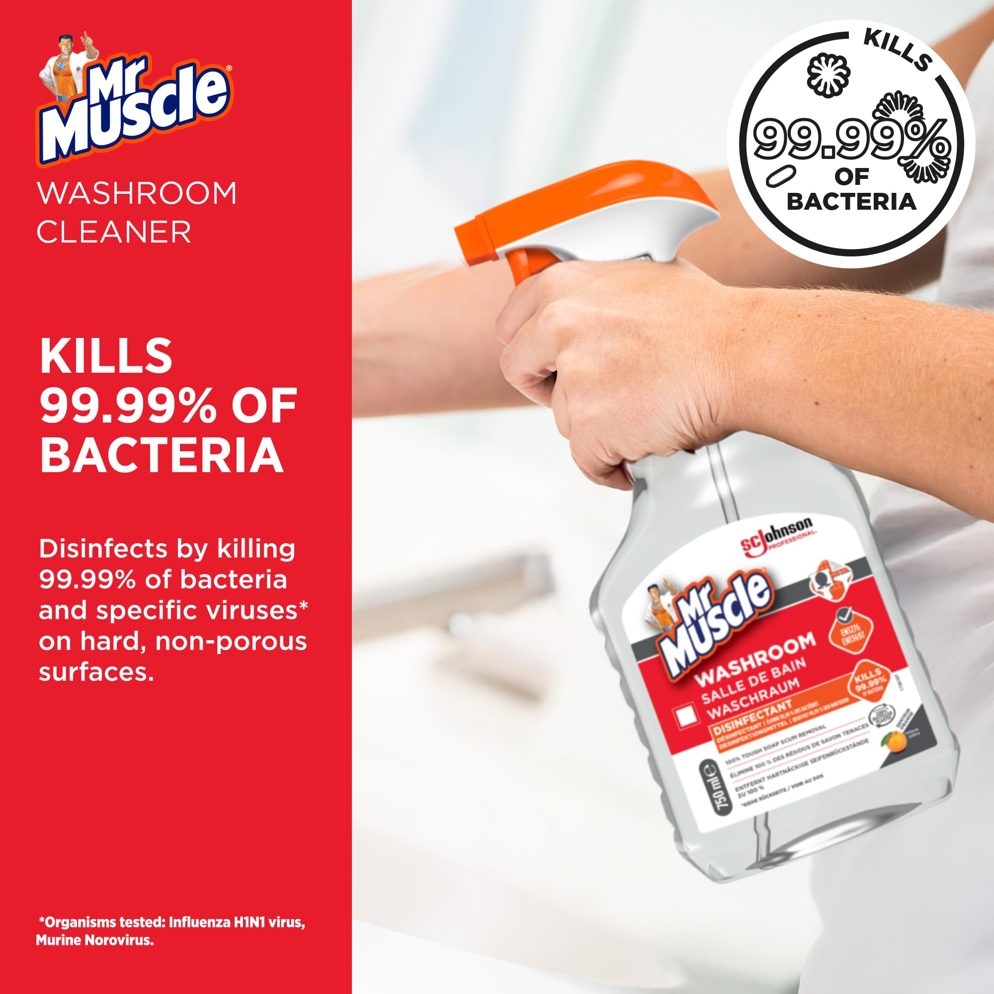 SC Johnson Professional Mr Muscle Washroom Cleaner - Hospital Grade Disinfectant | 750 ml Citrus Scent