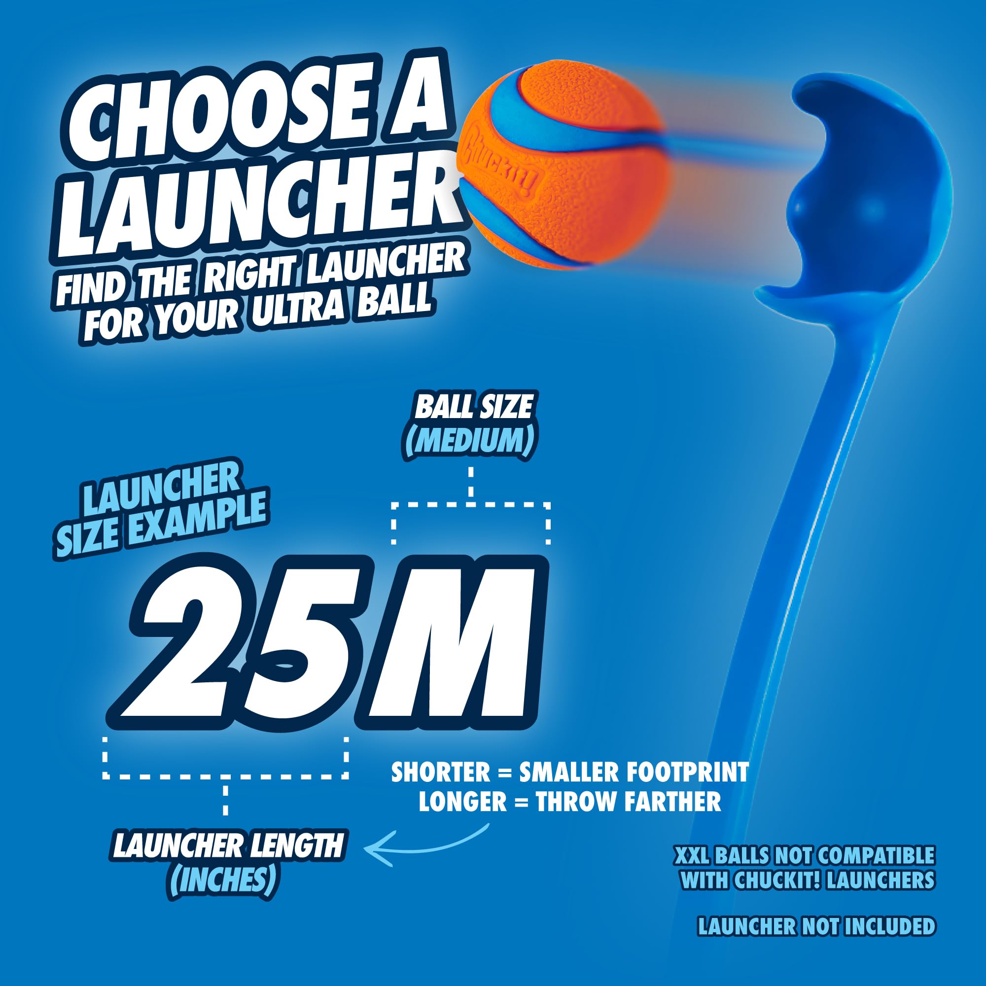 Chuckit! Ultra Ball - High Bounce Rubber Dog Toy for Fetch | Launcher Compatible | Medium Size | Blue/Orange 5