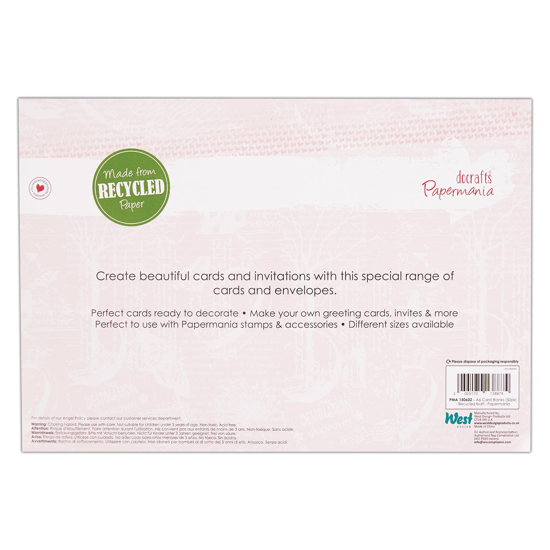 Papermania A6 Recycled Kraft Blank Card and Envelope Pack - 50 Count | 300gsm 7