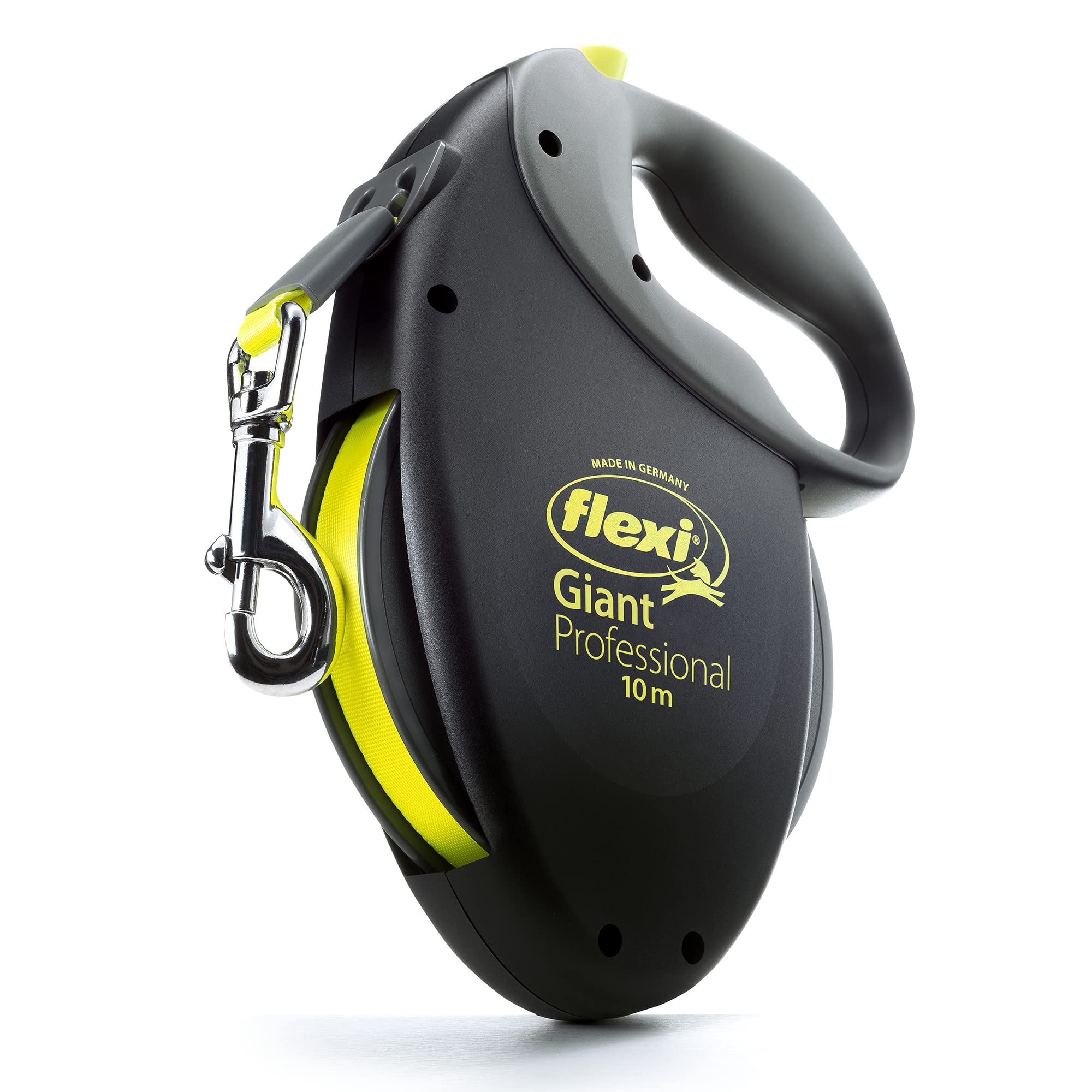flexi Giant Professional L Retractable Dog Lead - 10m Tape, Up to 50kg | Black/Neon Yellow