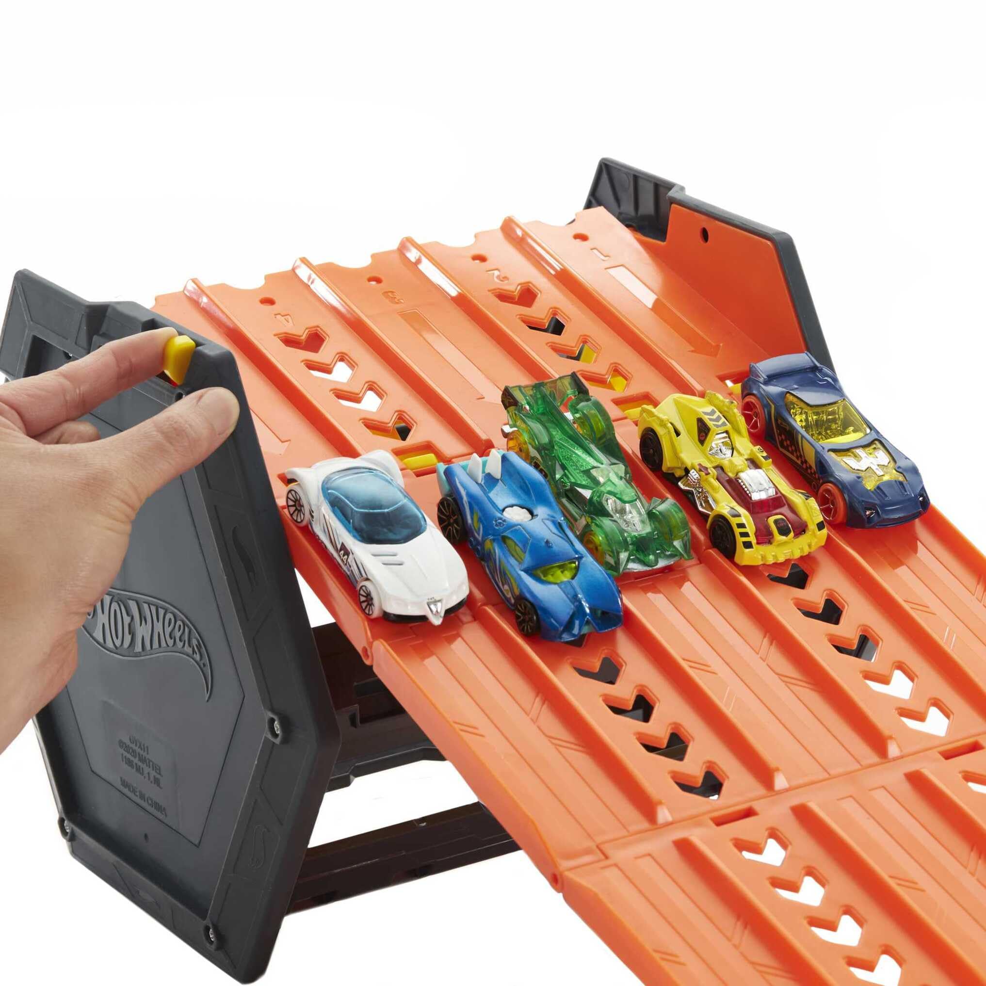 Hot Wheels Roll Out Raceway Track Set - 5-Lane Racing & Toy Storage Bucket | Ages 4+ 5