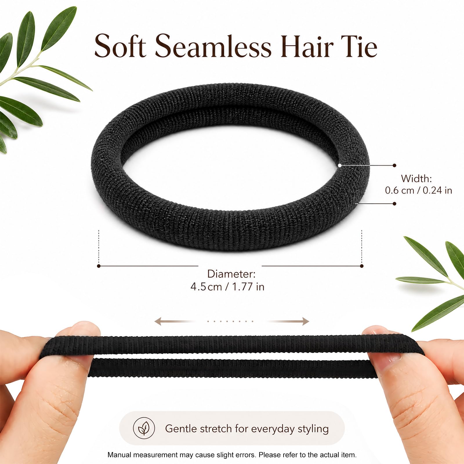 Admygo Elastic Hair Ties - 50 Pack Seamless Thick Hair Bands | High Elasticity Fabric