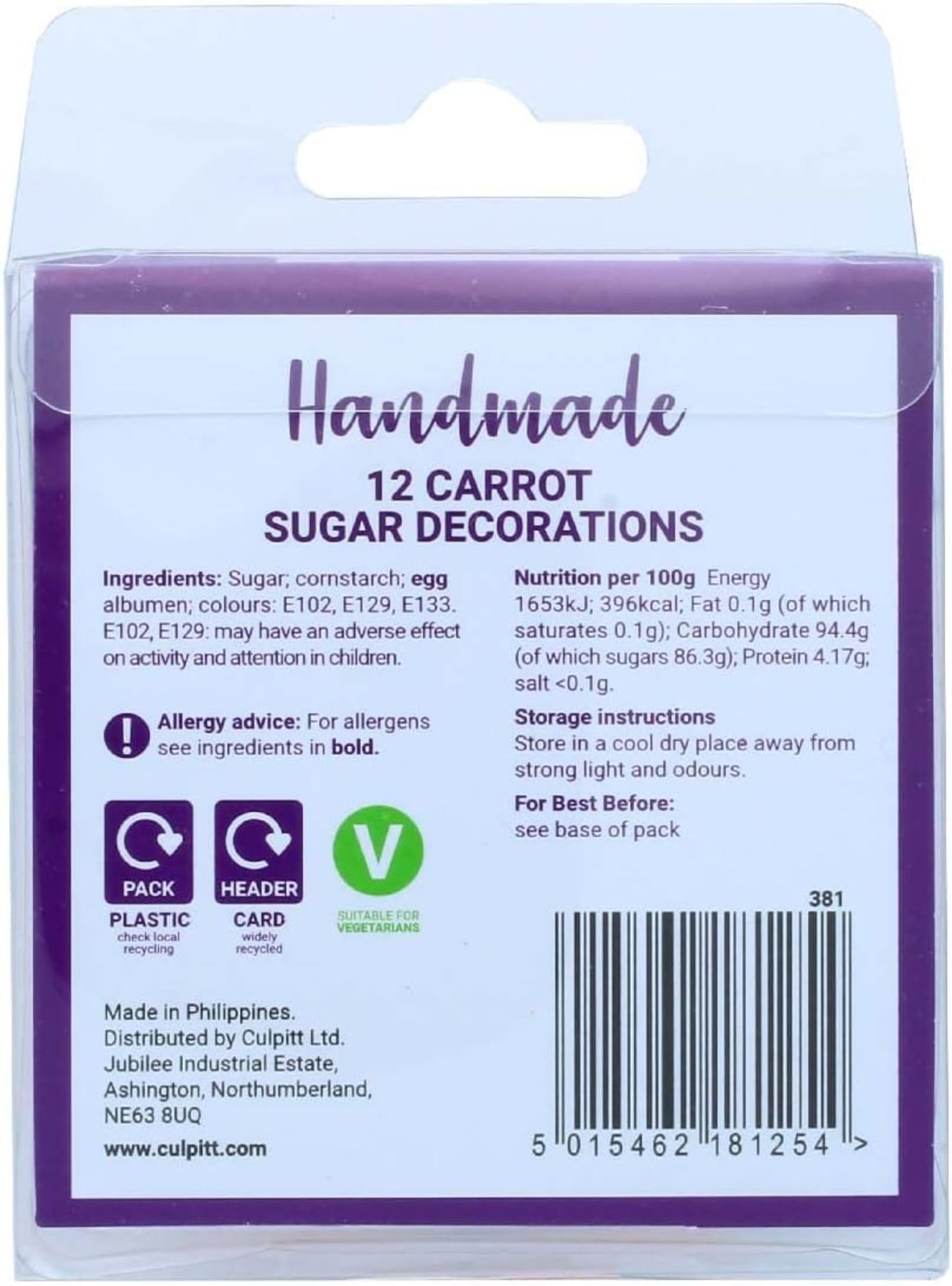 Culpitt Carrot Sugar Pipings - 12 Pack Edible Cake Decorations | Royal Icing | Vegetarian & Coeliac Safe 7