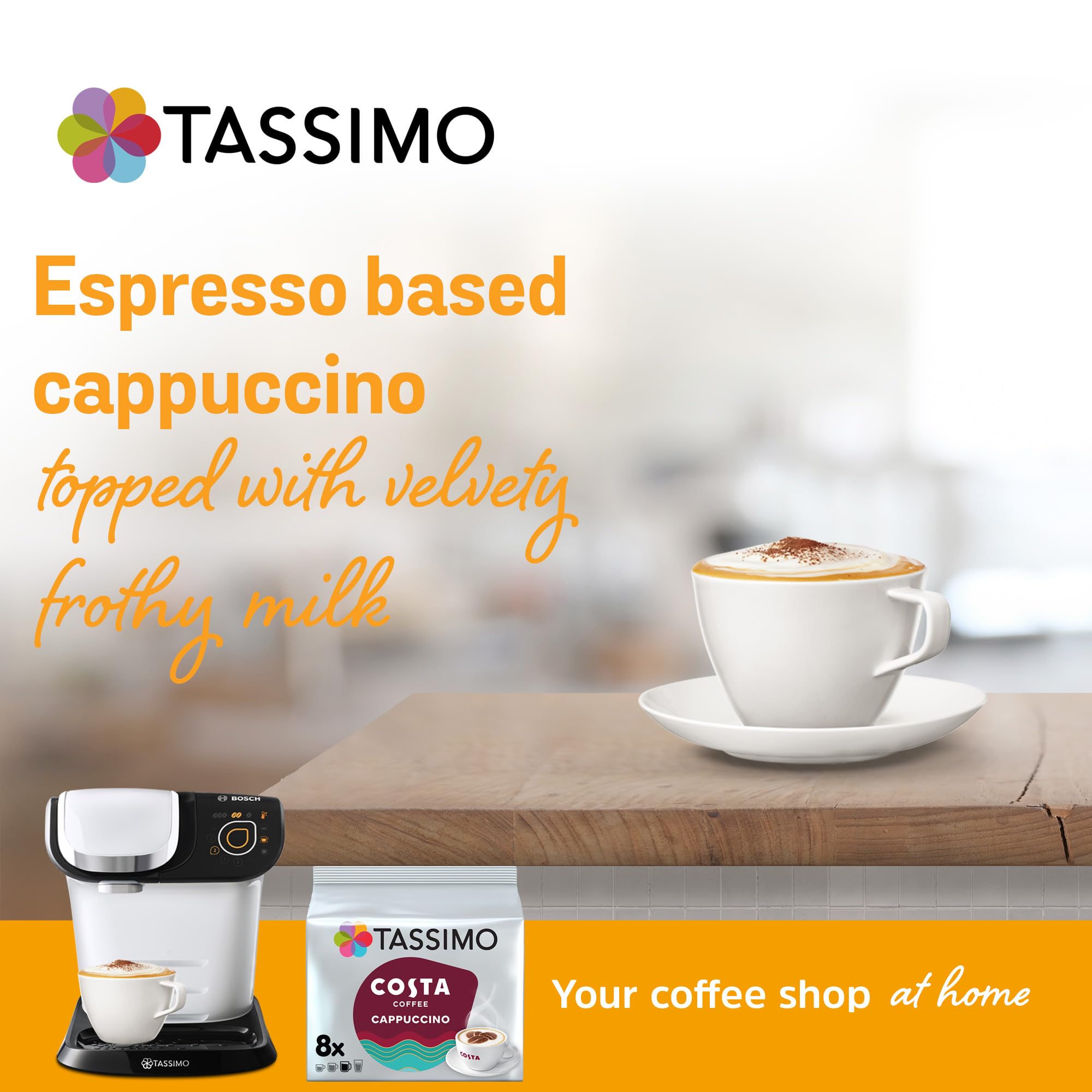 Tassimo Costa Cappuccino Coffee Pods - 8 Count Capsules, Pack of 5 (40 Drinks Total) 3