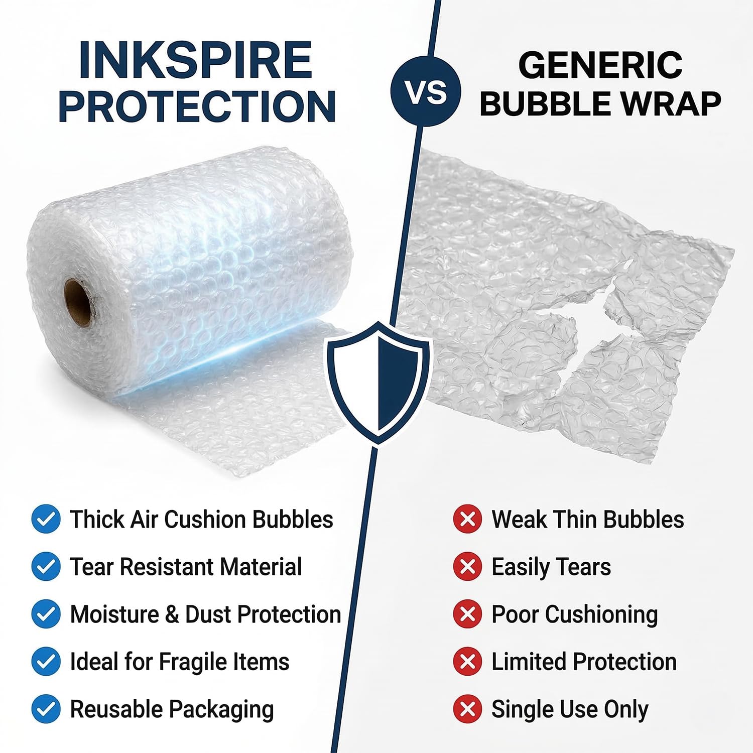 Inkspire Bubble Wrap Roll - 300mm x 20m Heavy Duty Protection | Tear Resistant | Reusable 7