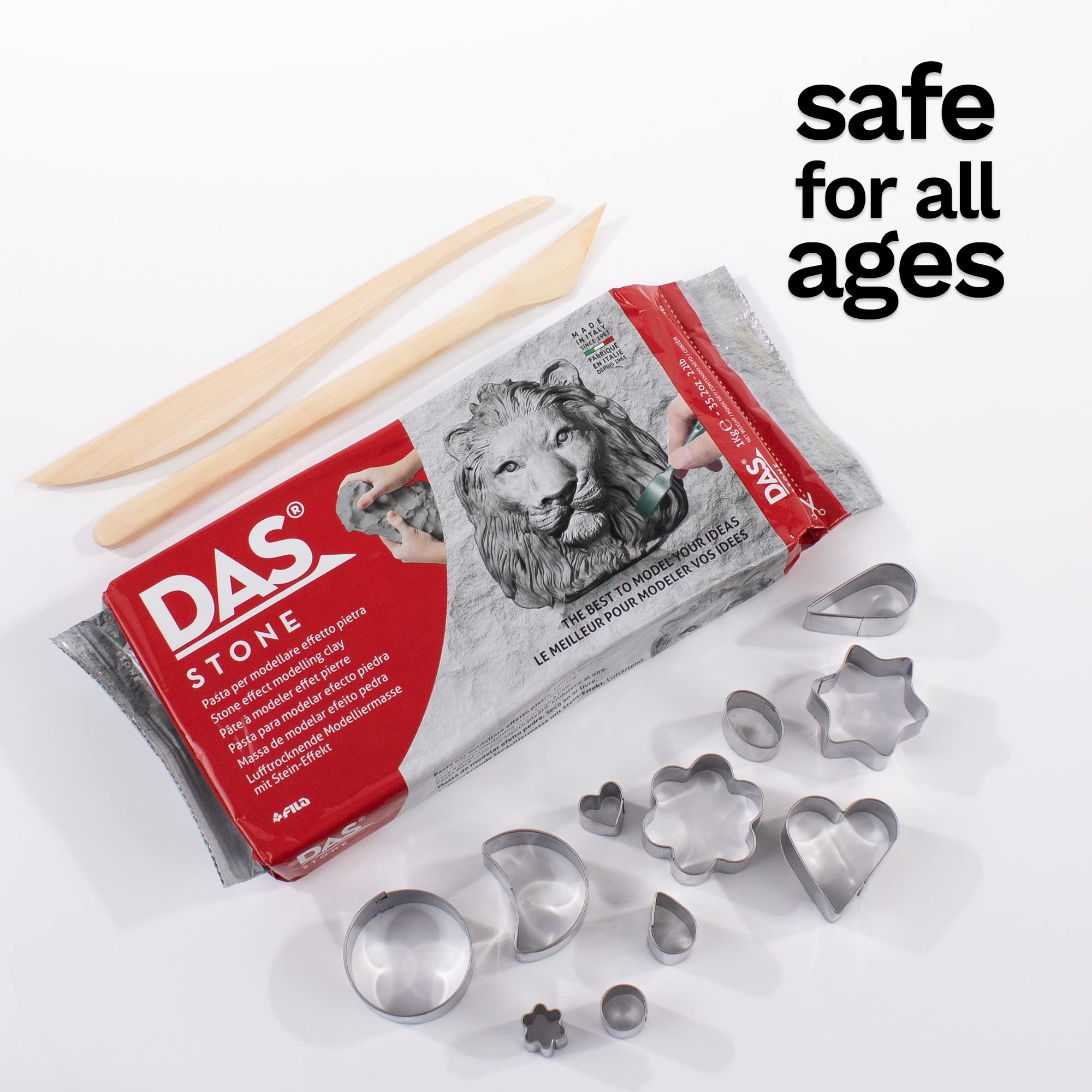 DAS Stone Air Hardening Modelling Clay - 1kg | Ready To Use | Stone Effect 4