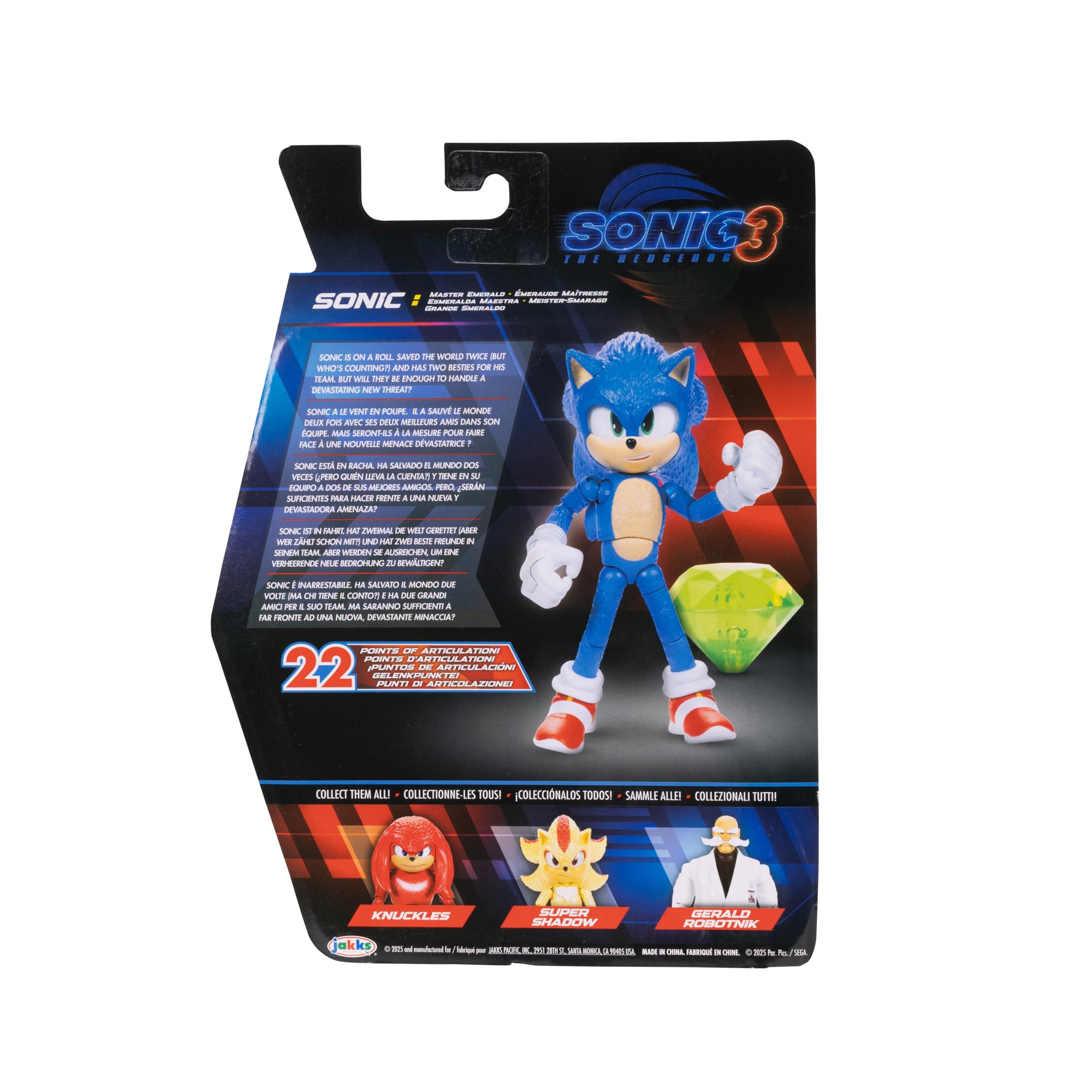 Sonic The Hedgehog Sonic 3 Movie Sonic with Emerald Accessory Action Figure | 13 cm | Jakks Pacific 4