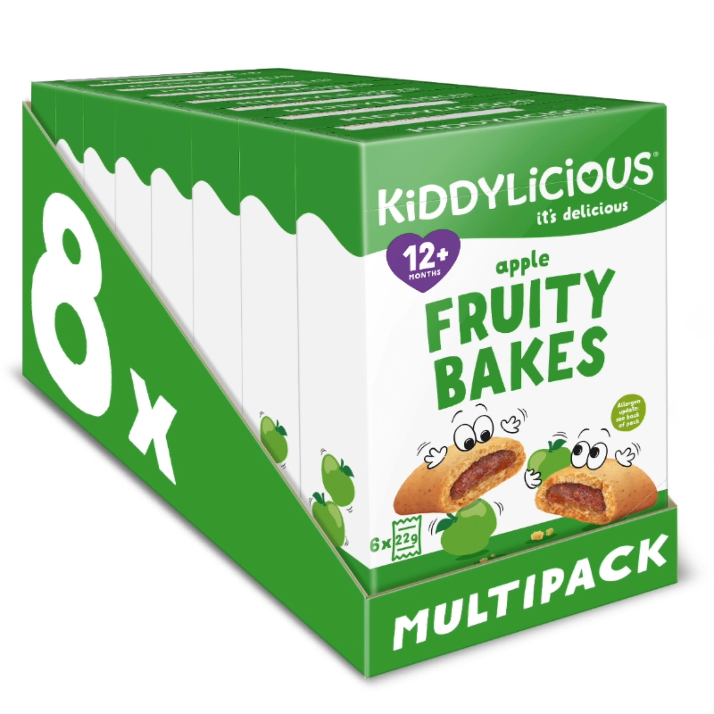 Kiddylicious Apple Fruity Bakes - Soft Baked Wholewheat Bars with Real Fruit Filling | 6 Count