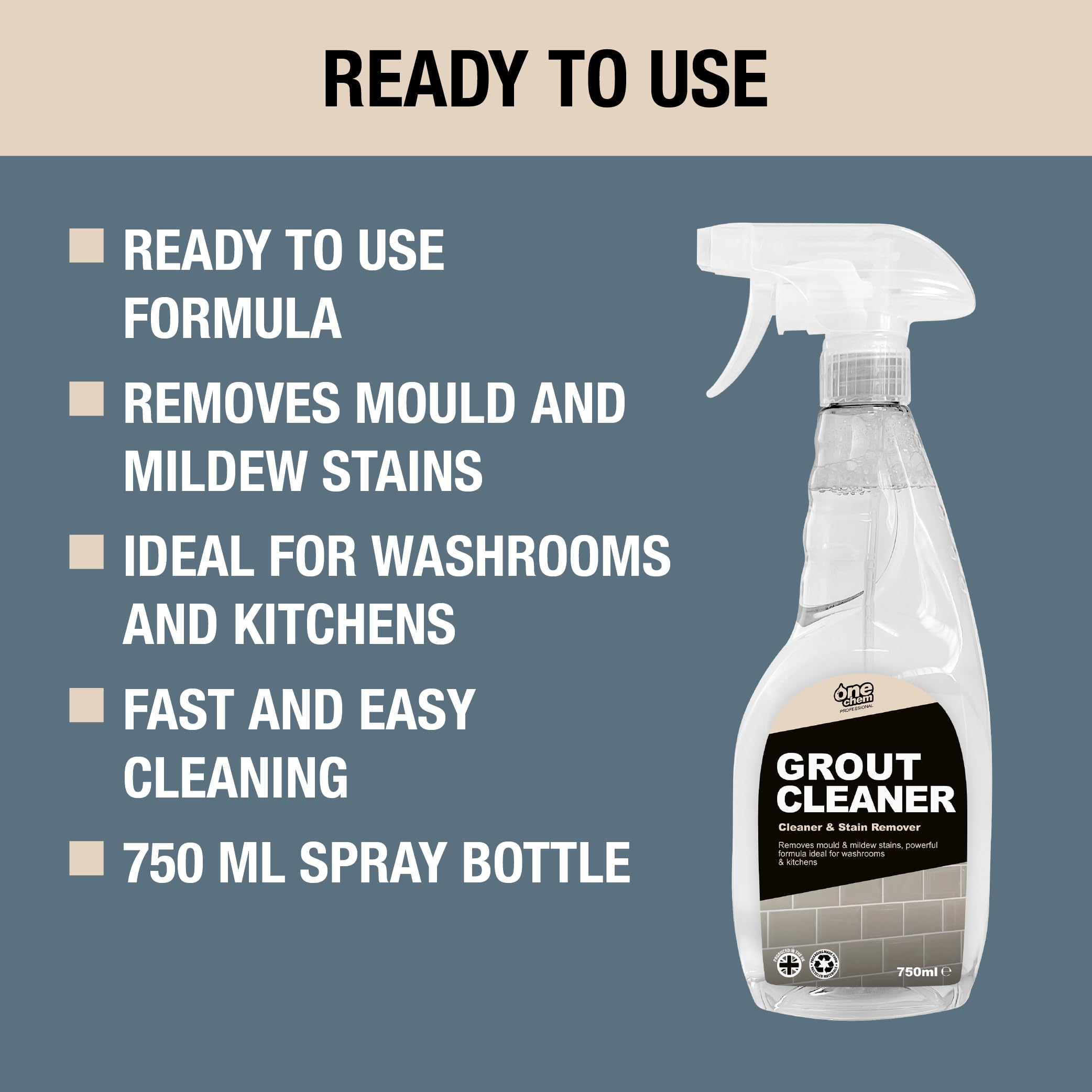 One Chem Professional Tile and Grout Cleaner - Removes Mold & Mildew | 750ml Liquid 5