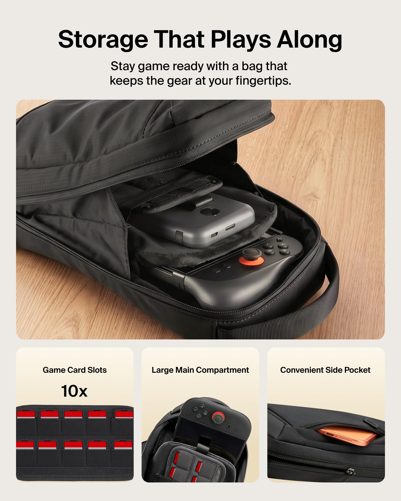 Belkin Gaming Crossbody Bag for Nintendo Switch 2 - Protective Carry Case | Black | ENA022hqBK 4