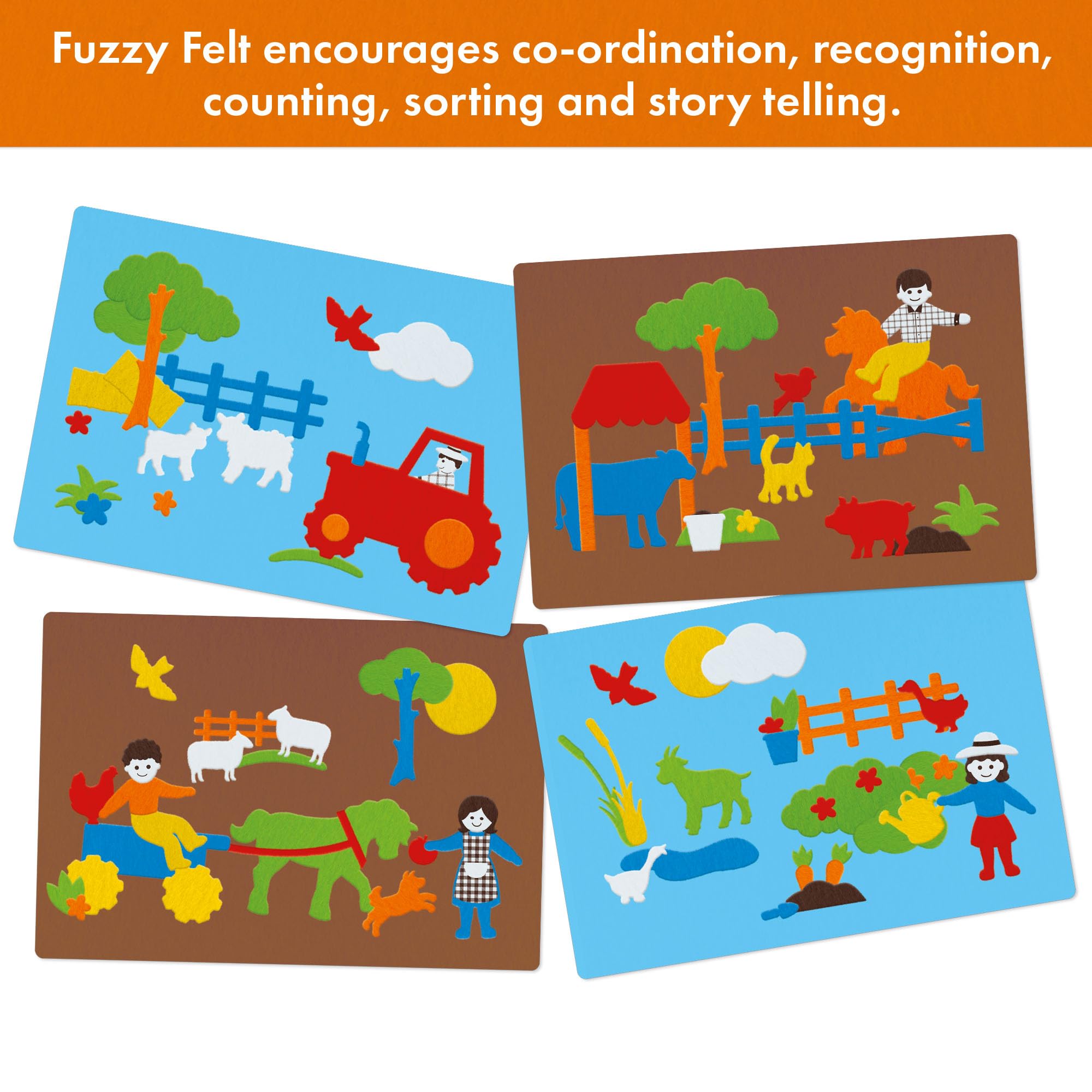 Fuzzy Felt Farmyard Drawer Set - 350+ Assorted Shapes | Multicolour Felt Craft Kit 3