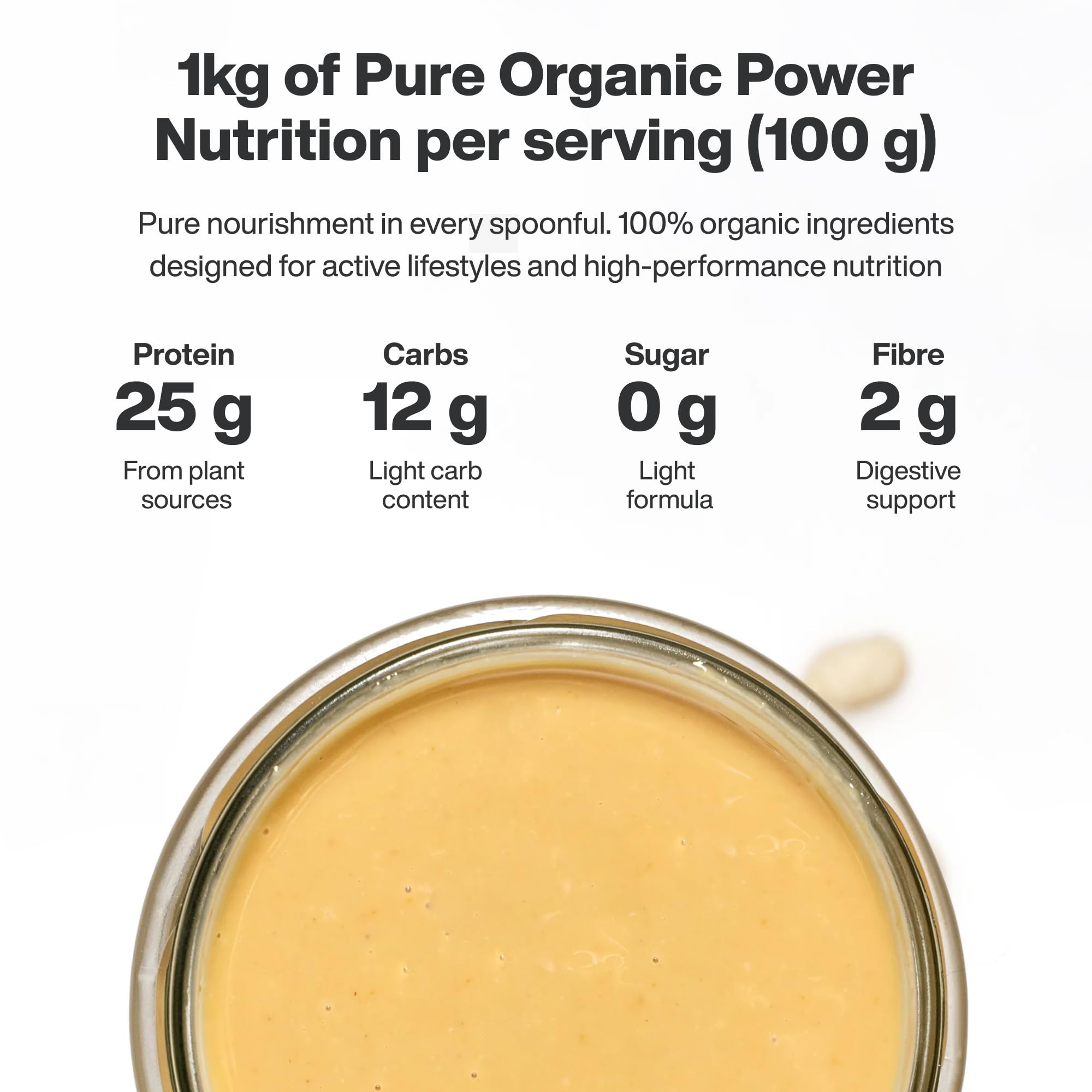 Vilgain 100% Peanut Butter Smooth - 1000g | High Protein (25g/100g) | No Added Sugar or Palm Oil