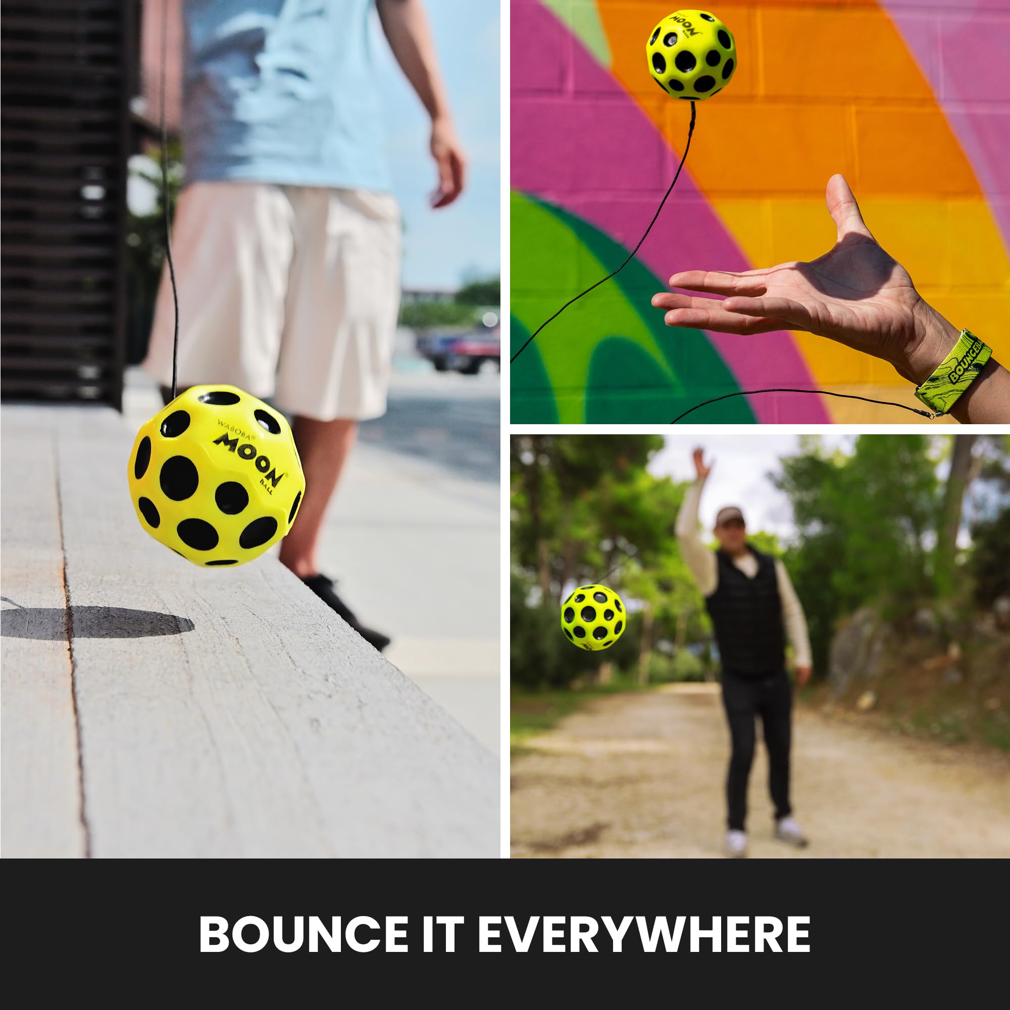 Waboba Bounceback x Returning Moon Ball - High-Bouncing Action | Yellow | 60 mm 3
