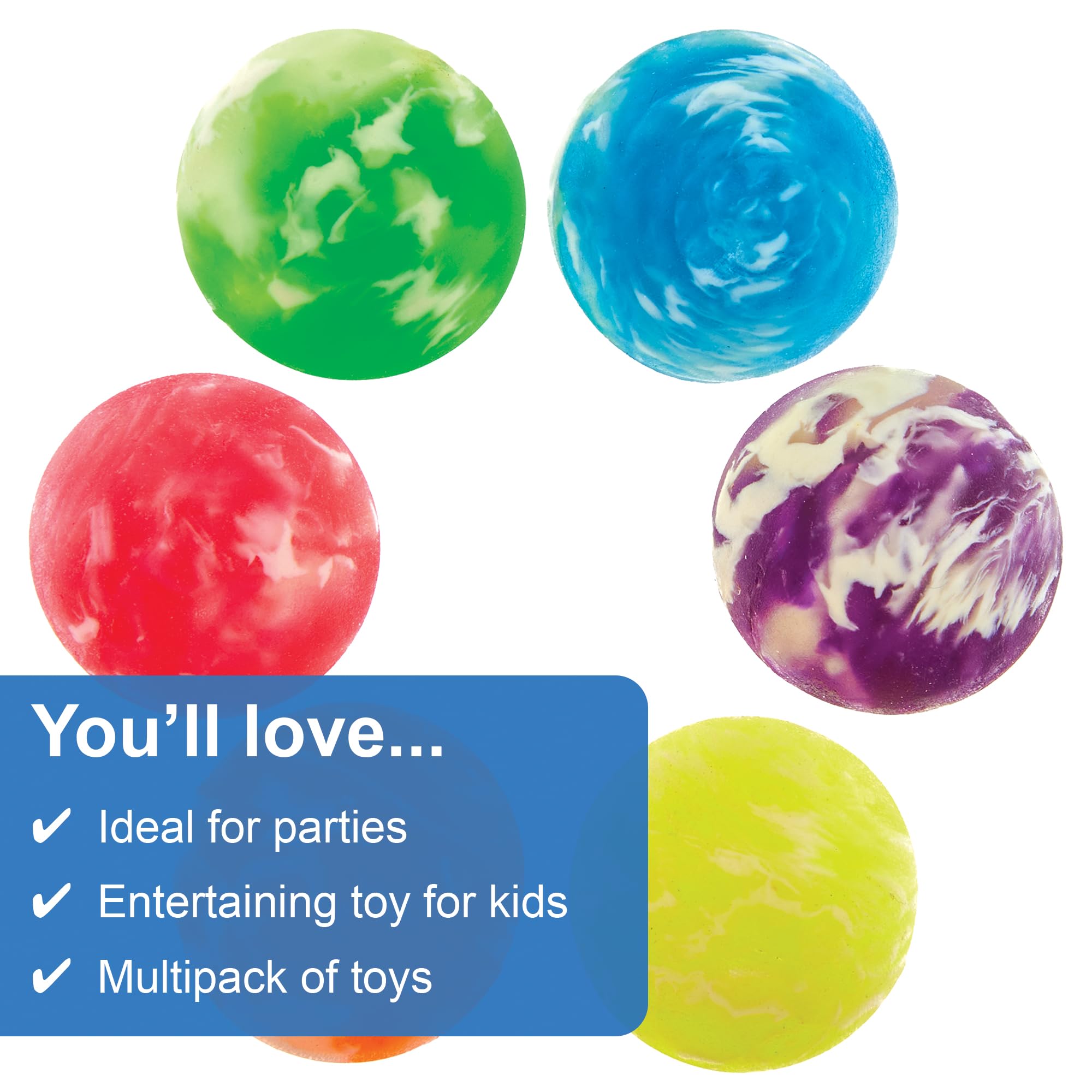 Baker Ross Marble Bouncy Balls - Pack of 12, 27mm Diameter | Assorted Colours 3