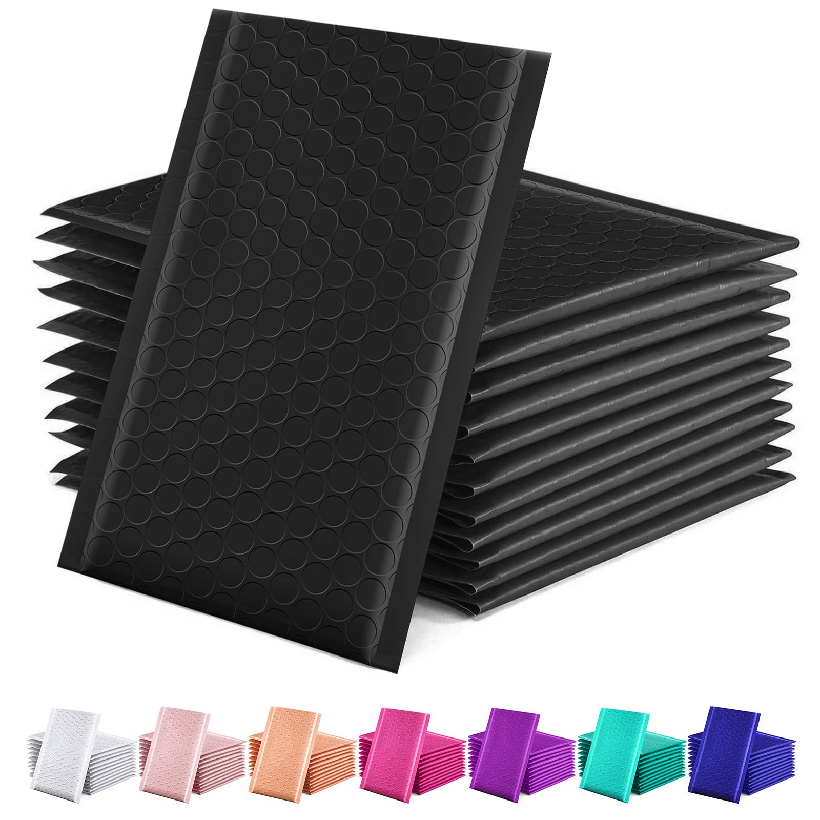 GSSUSA Black Poly Bubble Mailers 4x8 Padded Envelopes #000 Shipping Envelopes, 50 Pack