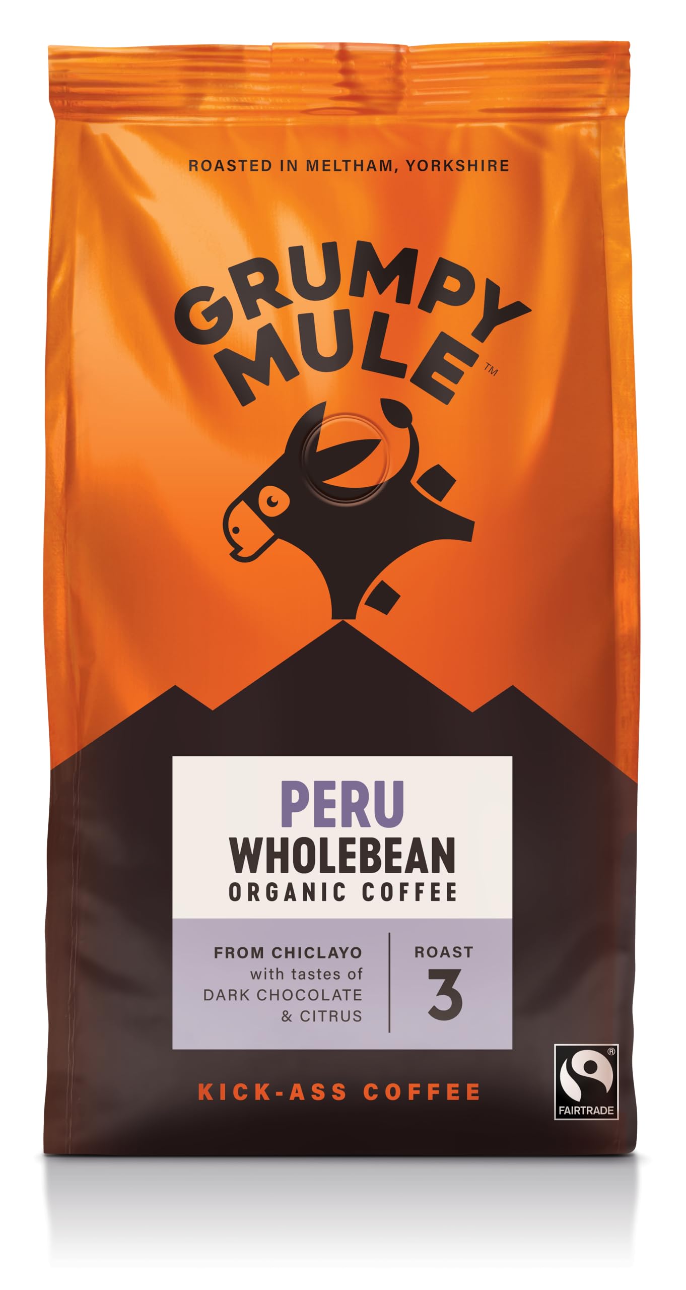 Grumpy Mule Peru Café Feminino Organic Whole Coffee Beans - Dark Chocolate & Citrus | 200g