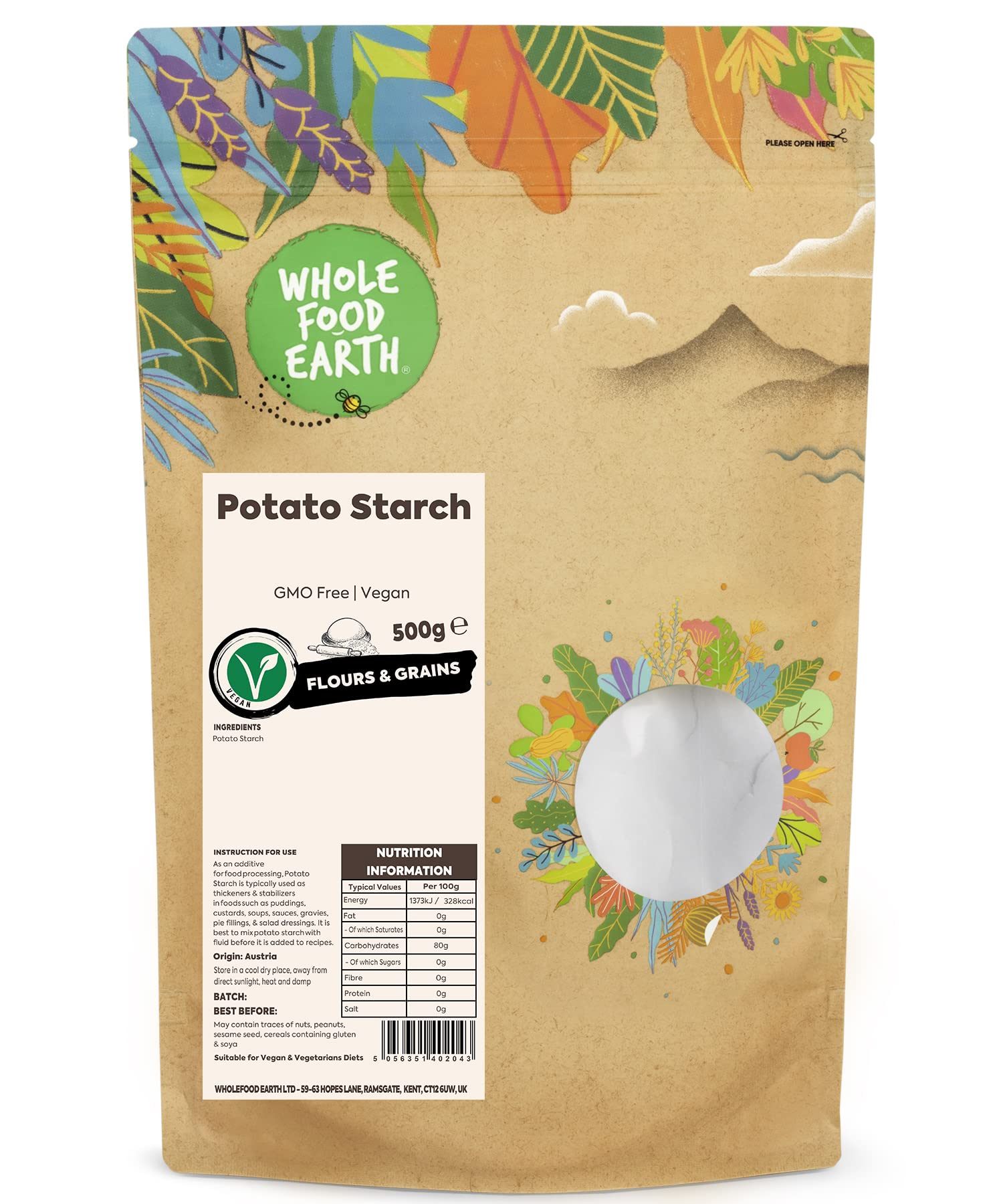 Wholefood Earth Potato Starch - Thickener & Binder | 500g | GMO Free