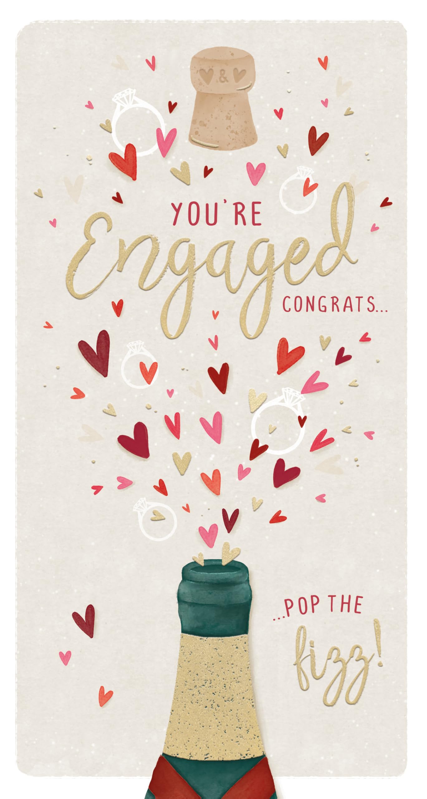 Wishing Well Luxury Gold Foil Engagement Card 'You're Engaged Congrats' | 5 x 9 Inches