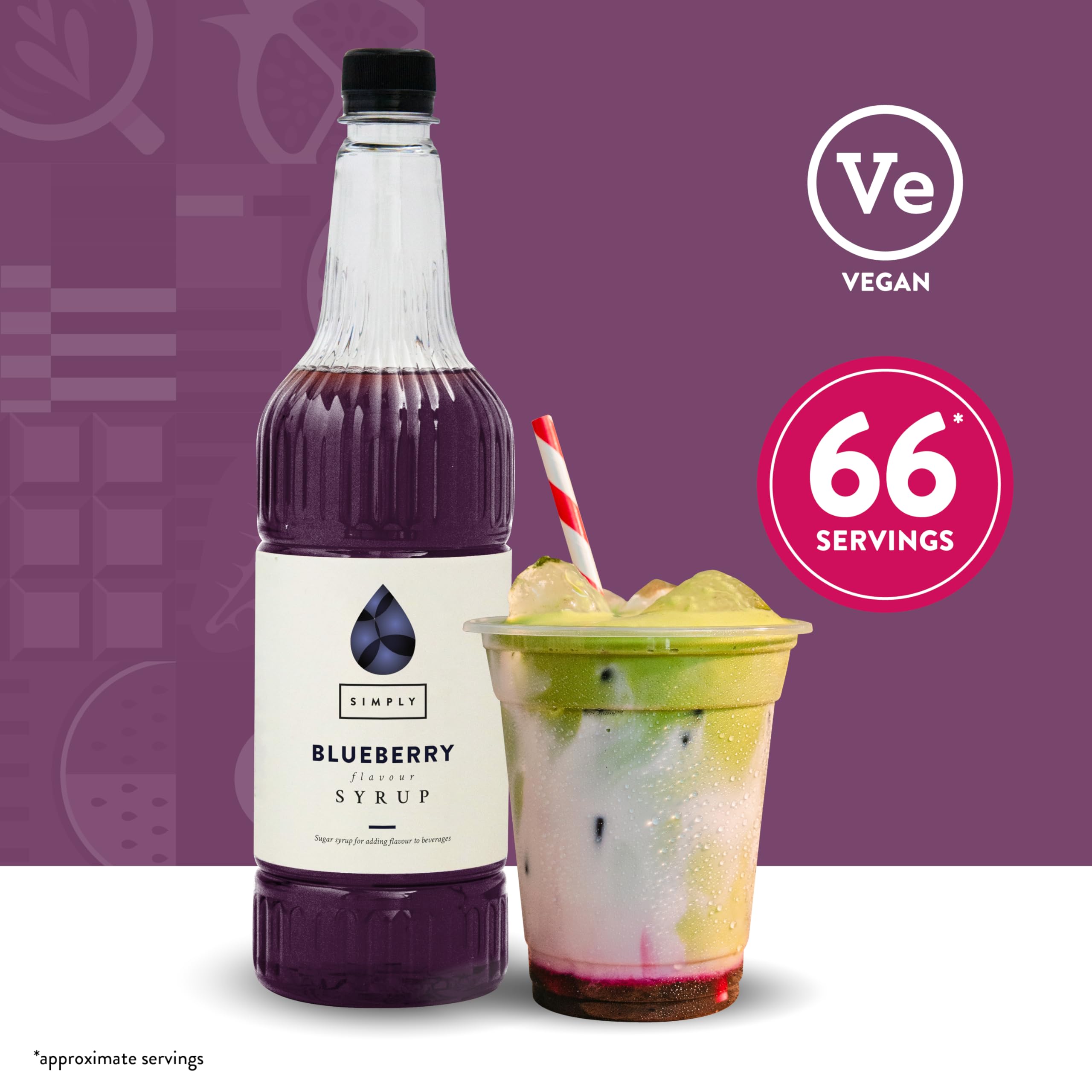 Simply Blueberry Syrup - Vegan & Nut Free Flavoured Syrup for Coffee, Cocktails | 1L