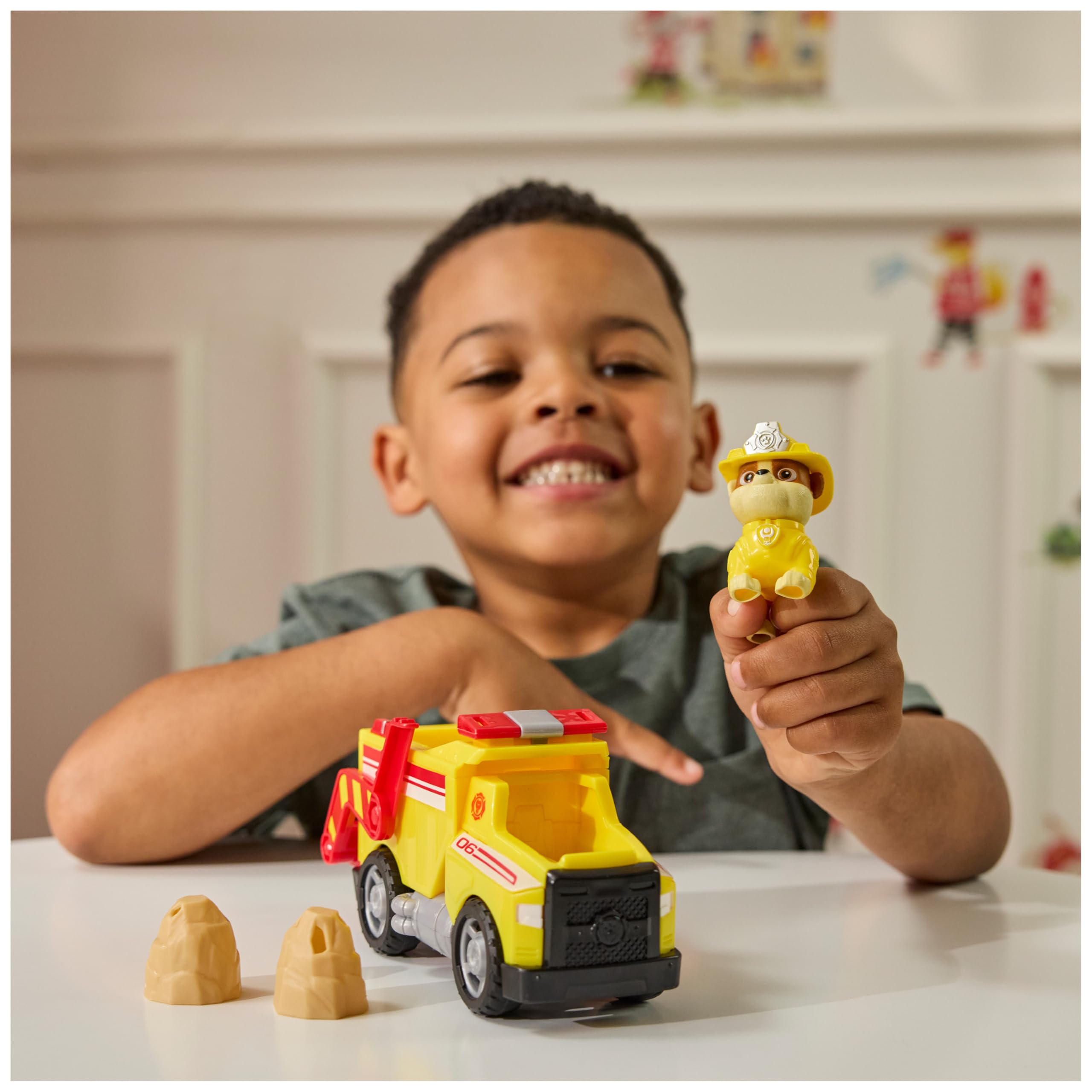 Paw Patrol Rubble Rescue Fire Dump Truck - 20.3 cm Vehicle with 5 cm Rubble Figure | Ages 3+ 2