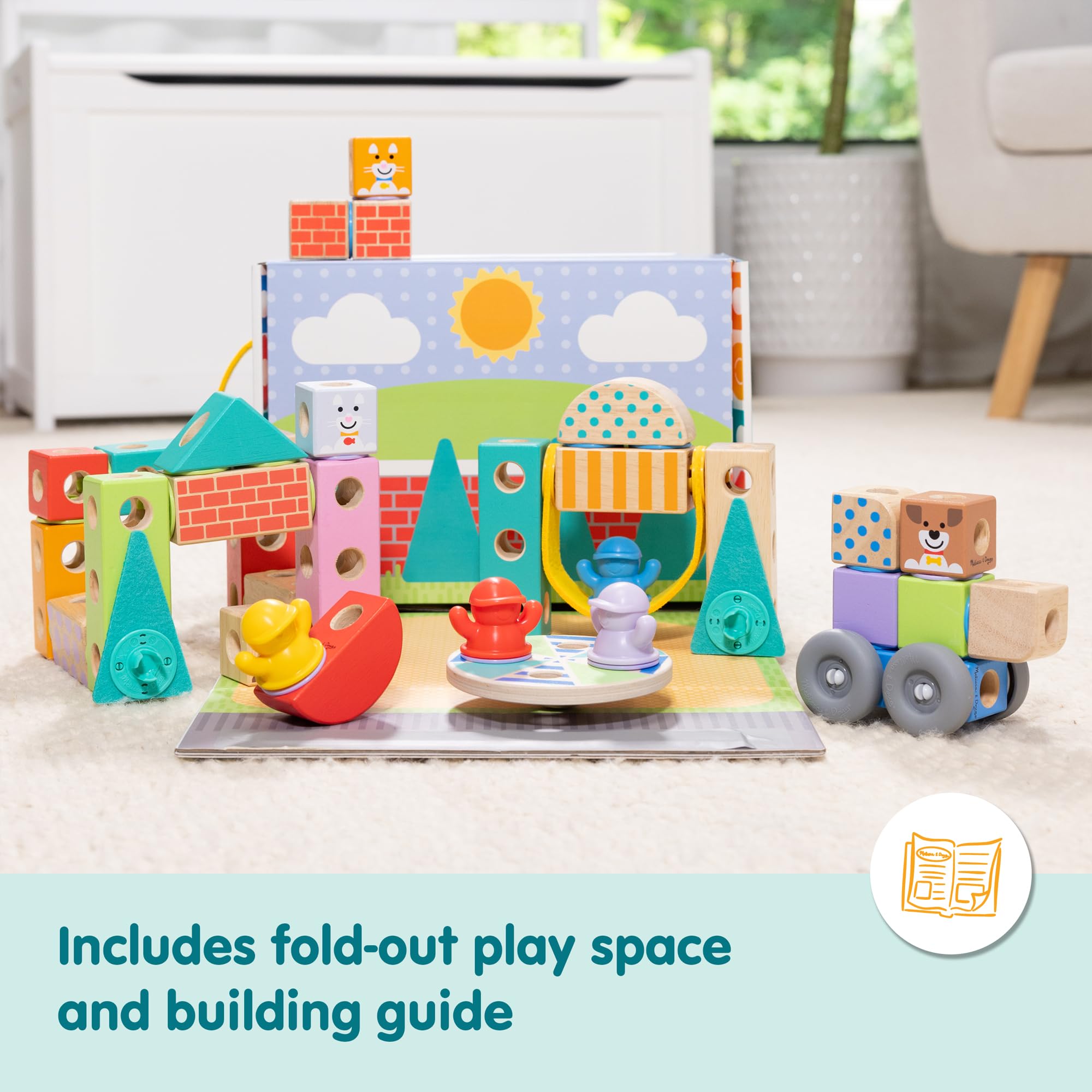 Melissa & Doug Blockables Town Snap And Play Connectable Wooden Building Set for Ages 2-7 8