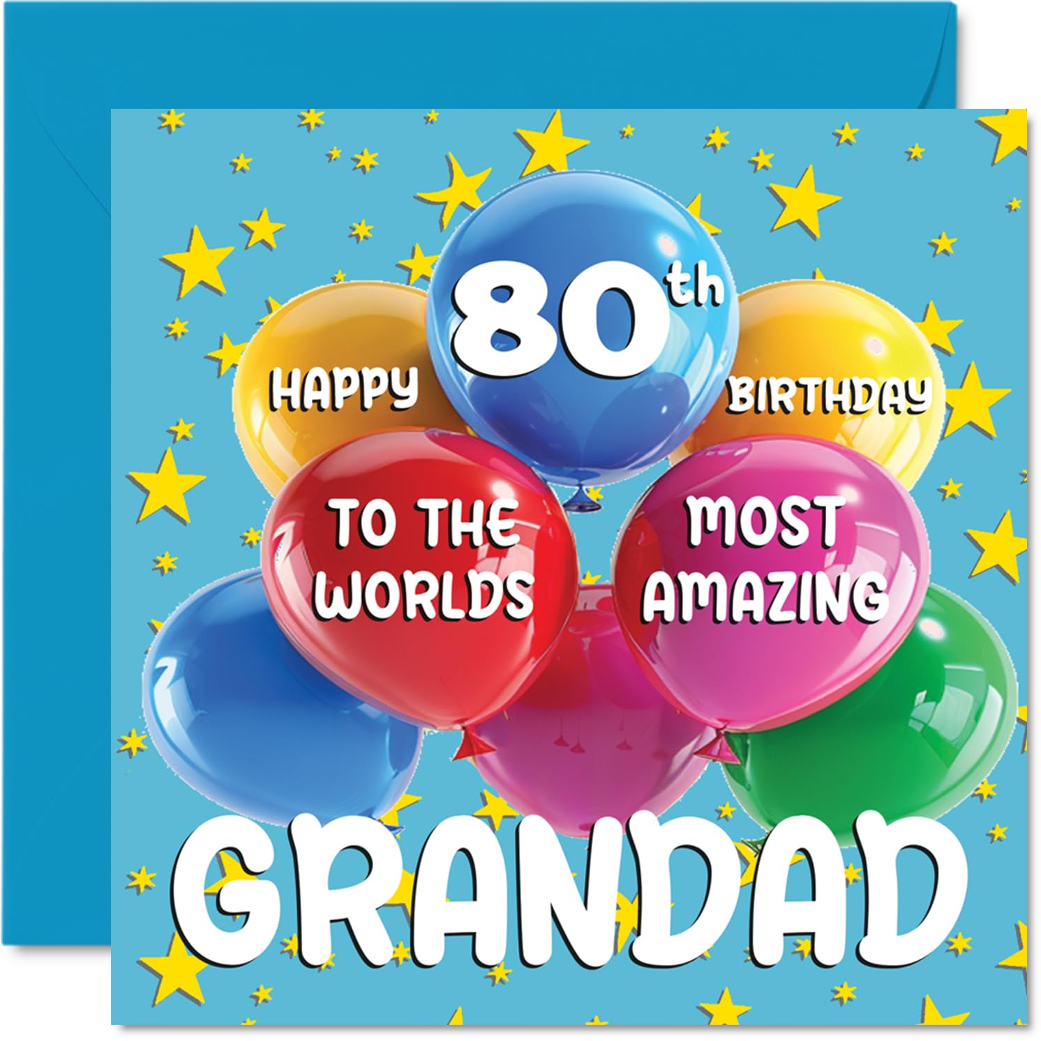 Stuff4 80th Grandad Birthday Card - World's Most Amazing Grandad | 145mm Square