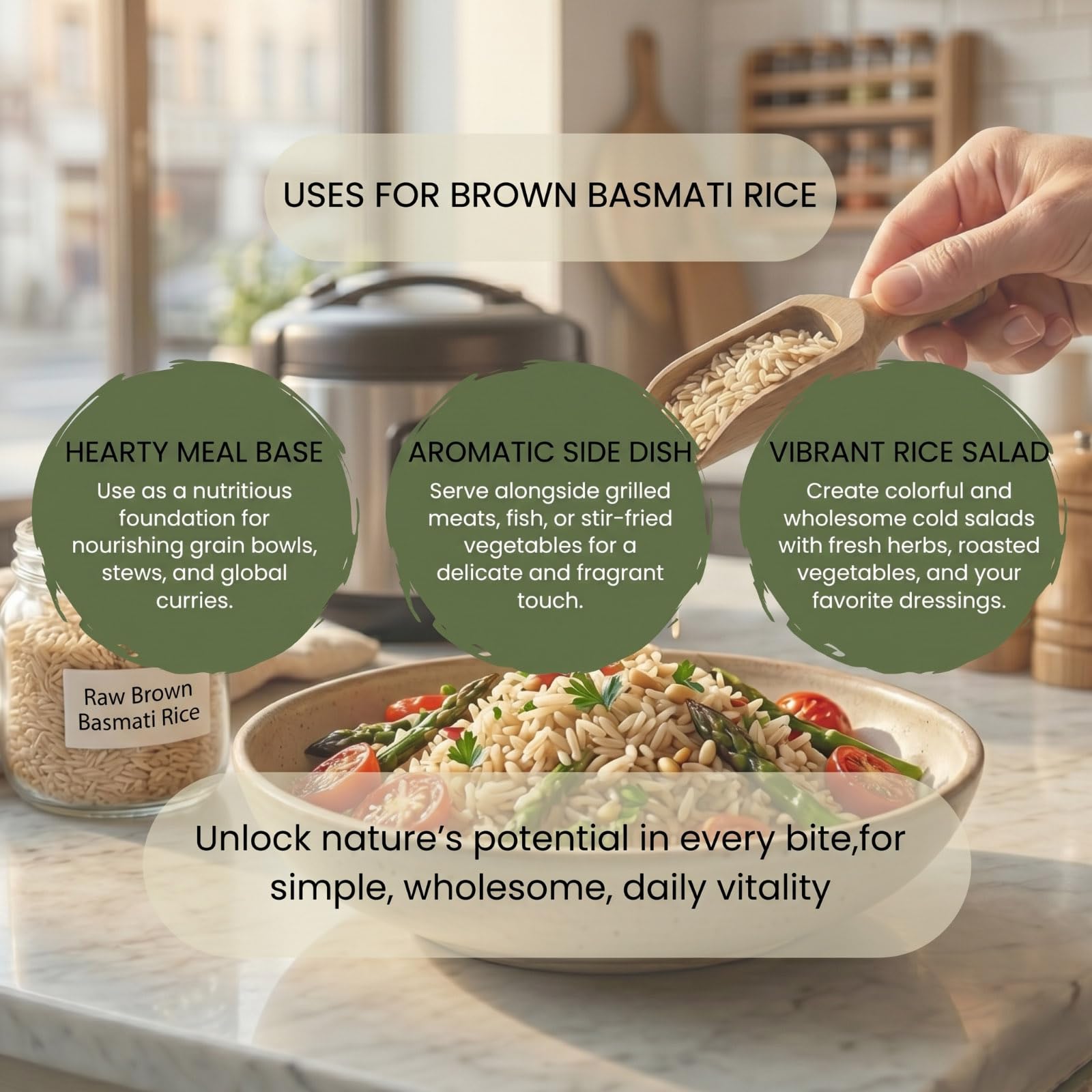 Minton & Donello Organic Brown Basmati Rice - 1kg Wholegrain Long Grain | High Fibre | Aromatic 4