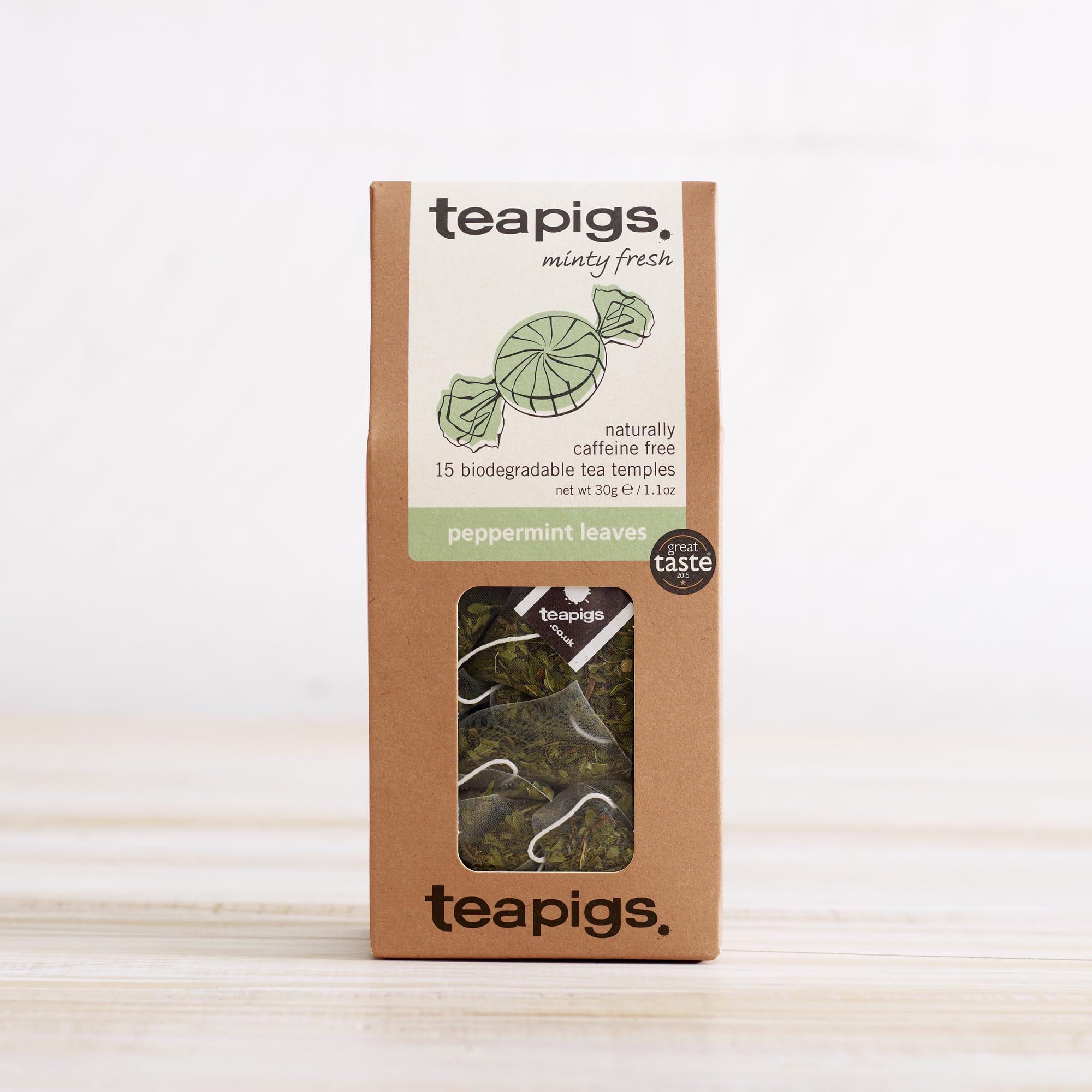 teapigs Peppermint Herbal Tea - Whole Leaves, Caffeine-Free, Supports Digestion | 15 Count (Pack of 1)