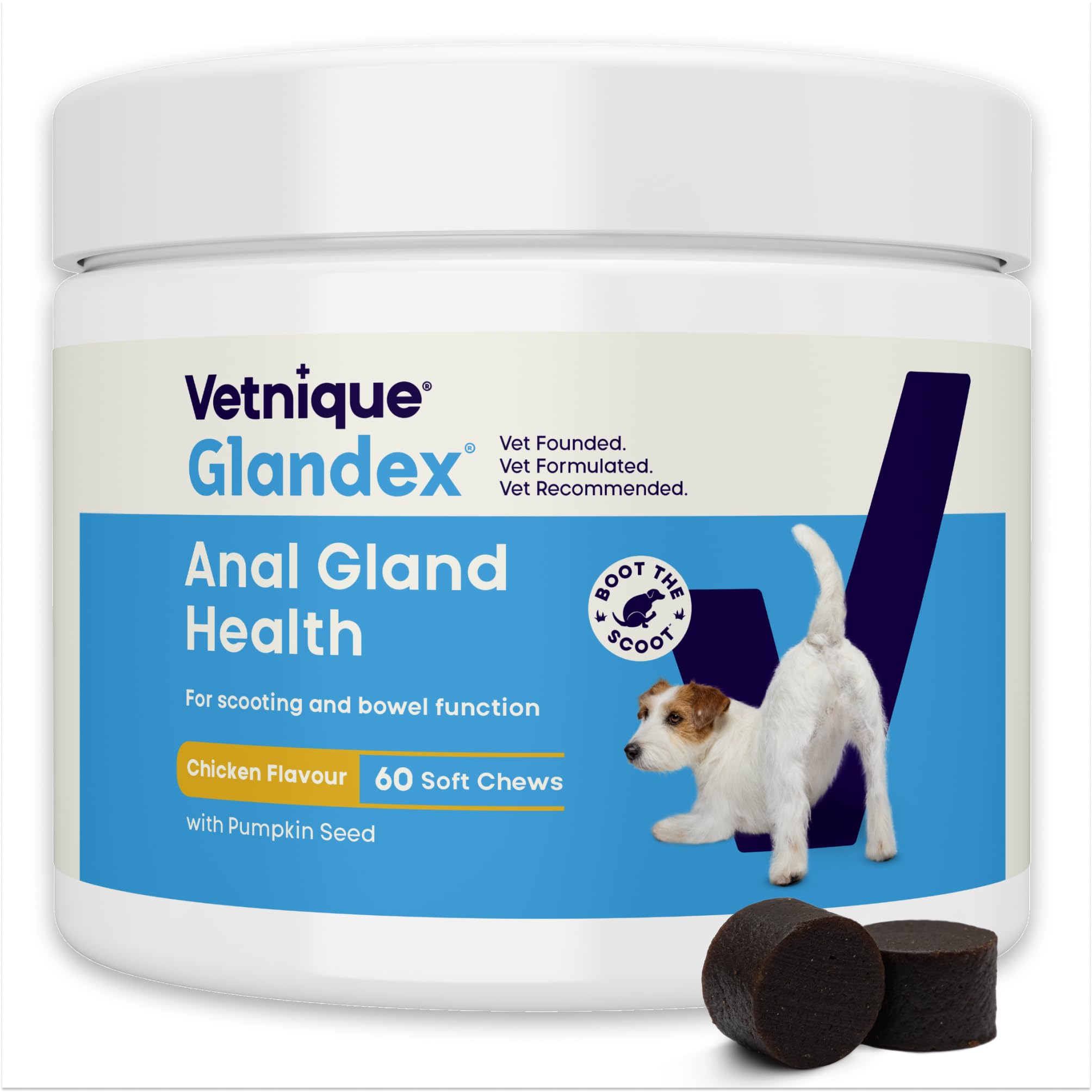 Vetnique Glandex For Dogs - 60 Soft Chews for Anal Gland Support & Digestive Health