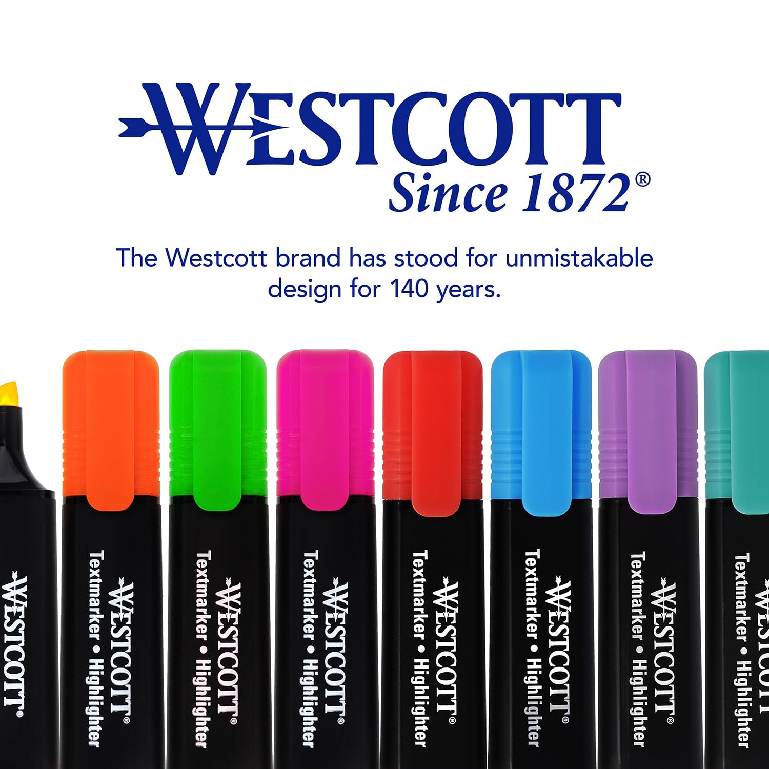 Westcott Highlighter Markers - 8-Piece Bright Color Set | Chisel Tip 2-5mm | Quick-Drying Ink 6
