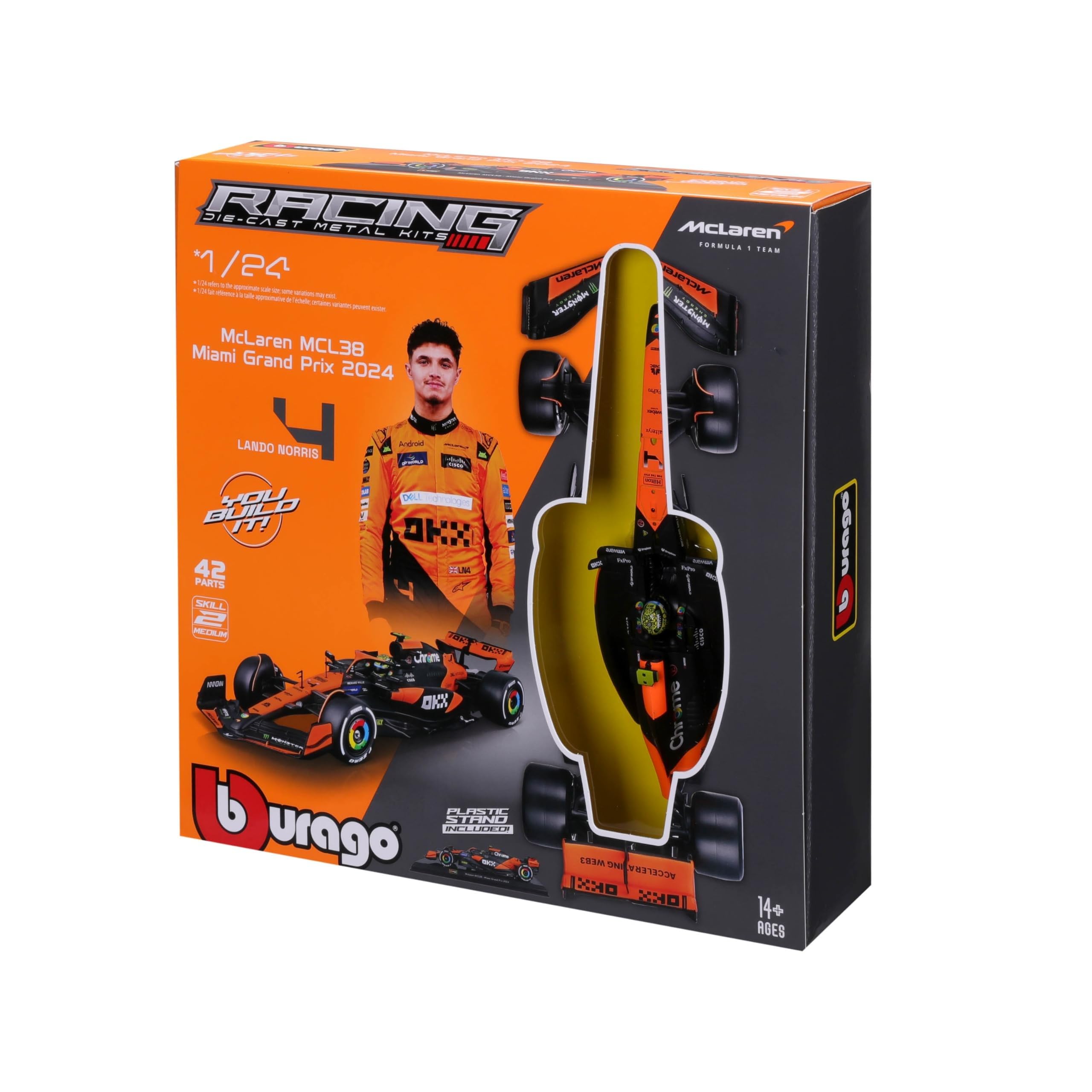 Bburago Build-It-Yourself Die-Cast Formula 1 Model Kit - McLaren MCL38 (2024) | 1:24 Scale | 42 Pieces 5
