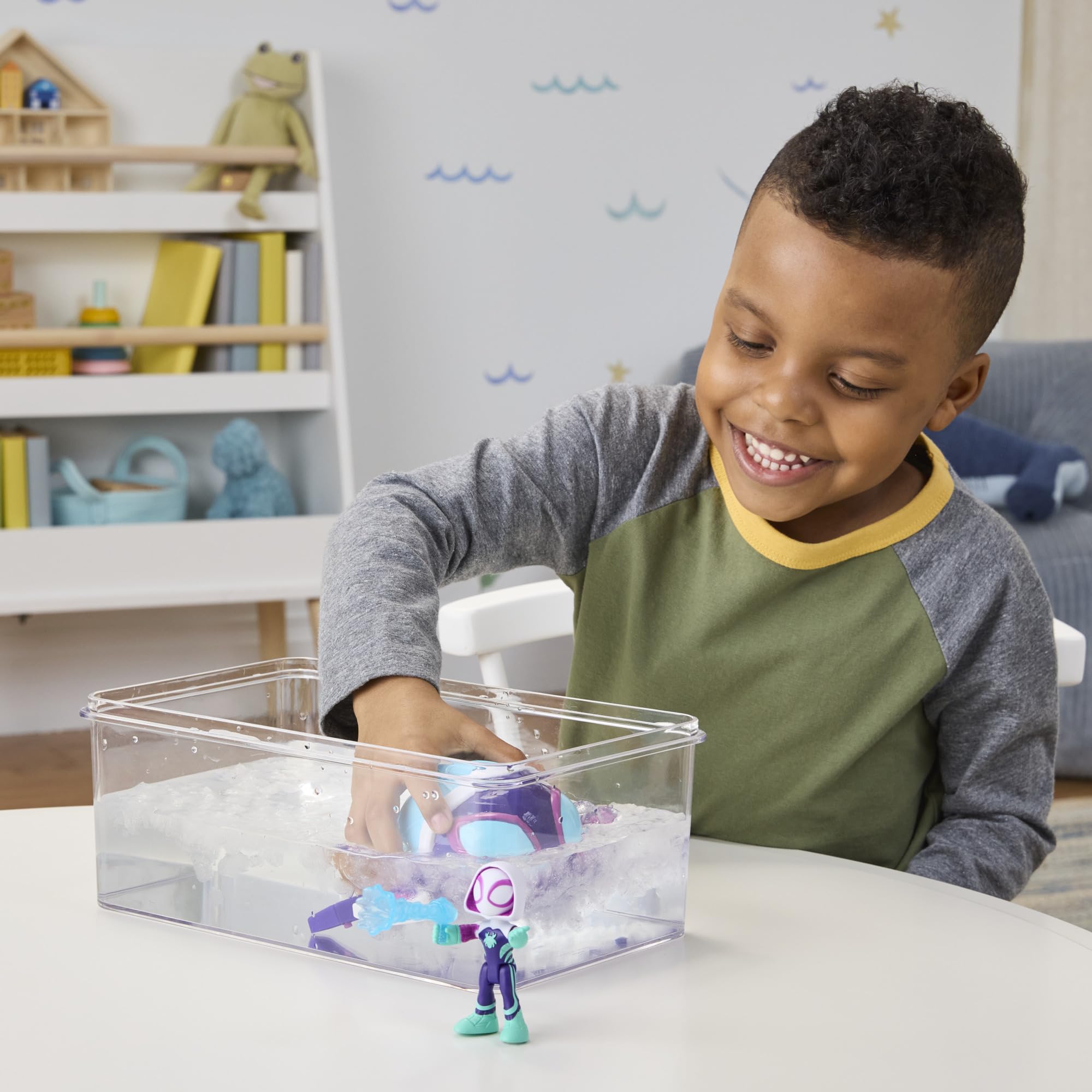Spidey and His Amazing Friends Marvel Water-Webs Ghost Turtle Submarine Toy - Color-Change Eyes & Action Figure Playset