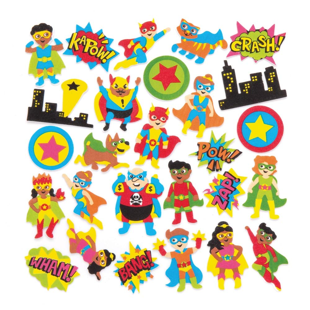 Baker Ross Star Hero Foam Stickers AW547 - 120 Pack, 30-50mm | Asst Colours