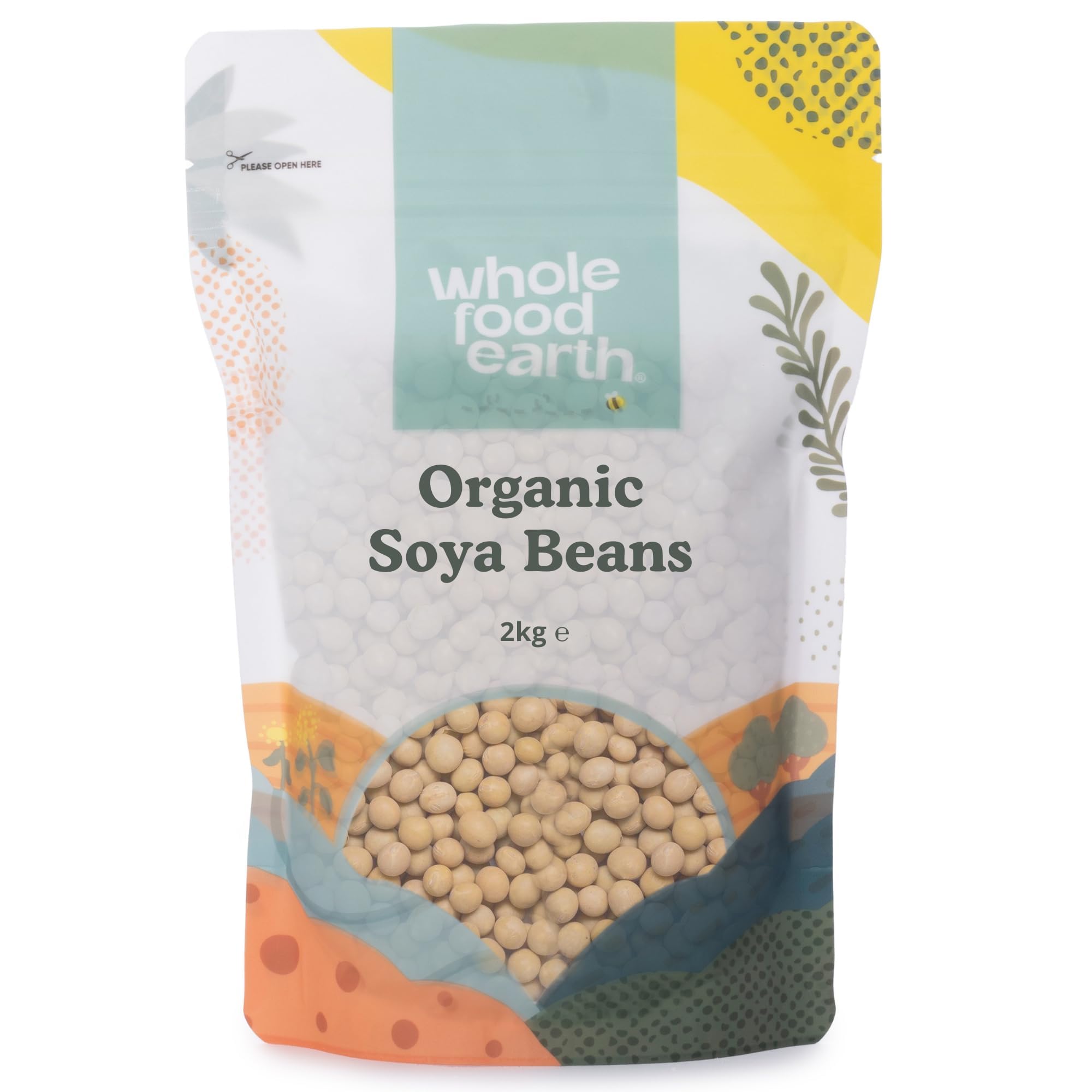 Wholefood Earth Organic Soya Beans - 2 kg Pack | High Fibre | Vegan | GMO Free